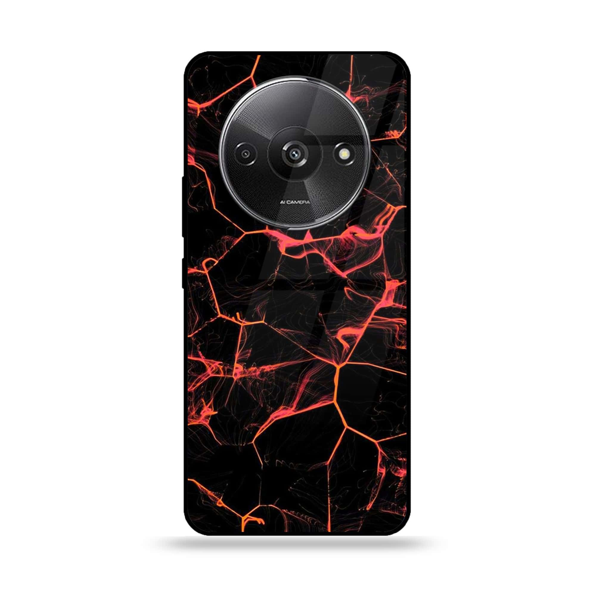 Xiaomi Redmi A3 - Black Marble Series - Premium Printed Glass soft Bumper shock Proof Case