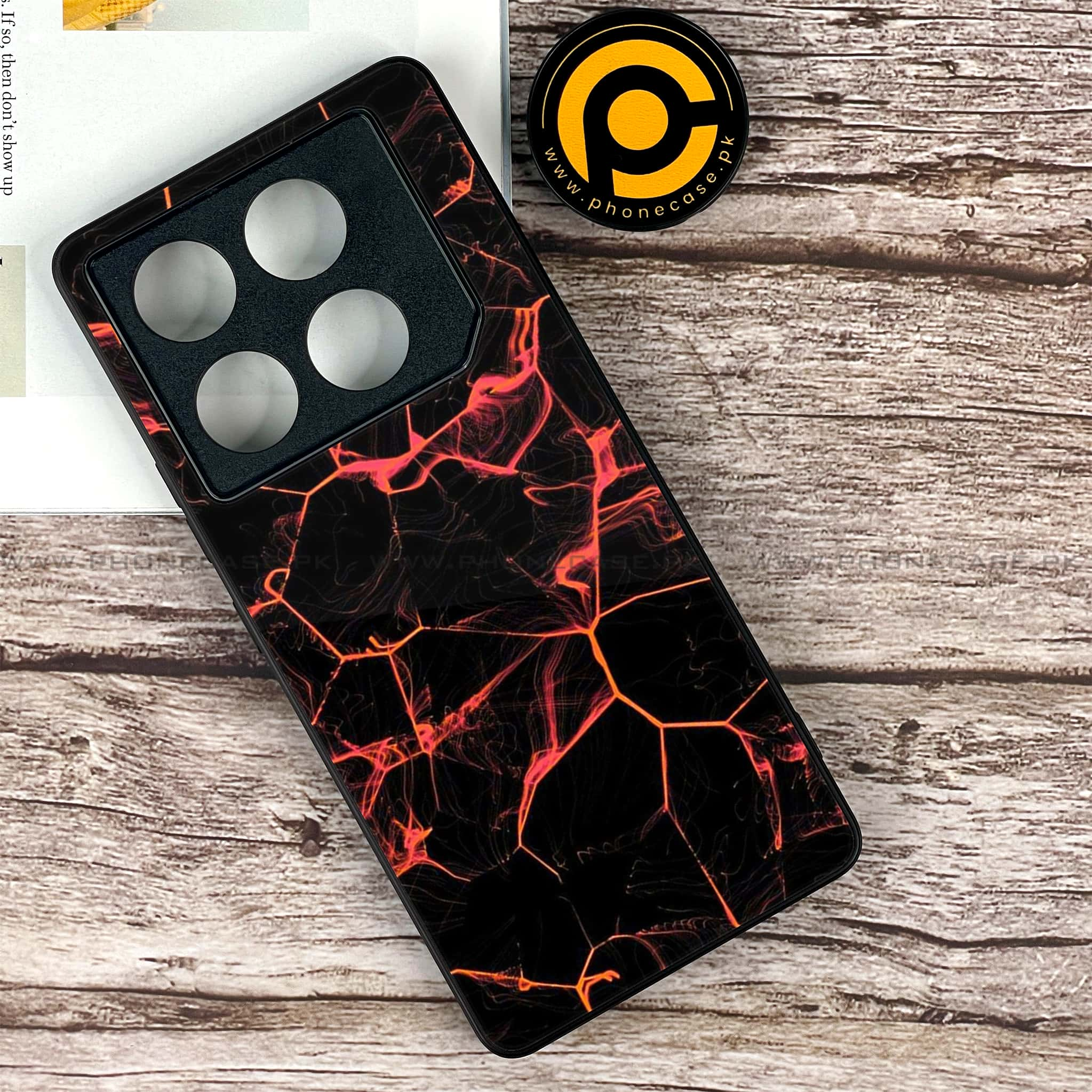 Infinix GT 20 Pro - Black Marble Series - Premium Printed Glass soft Bumper shock Proof Case