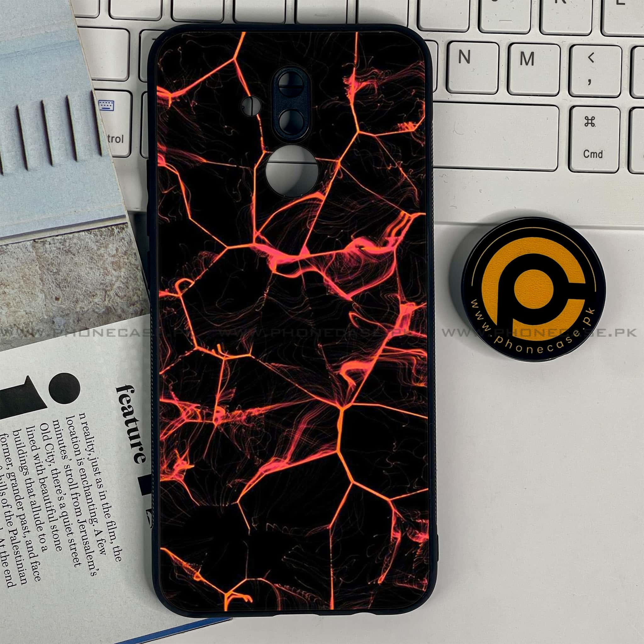 Huawei Mate 20 Lite - Black Marble Series - Premium Printed Glass soft Bumper shock Proof Case