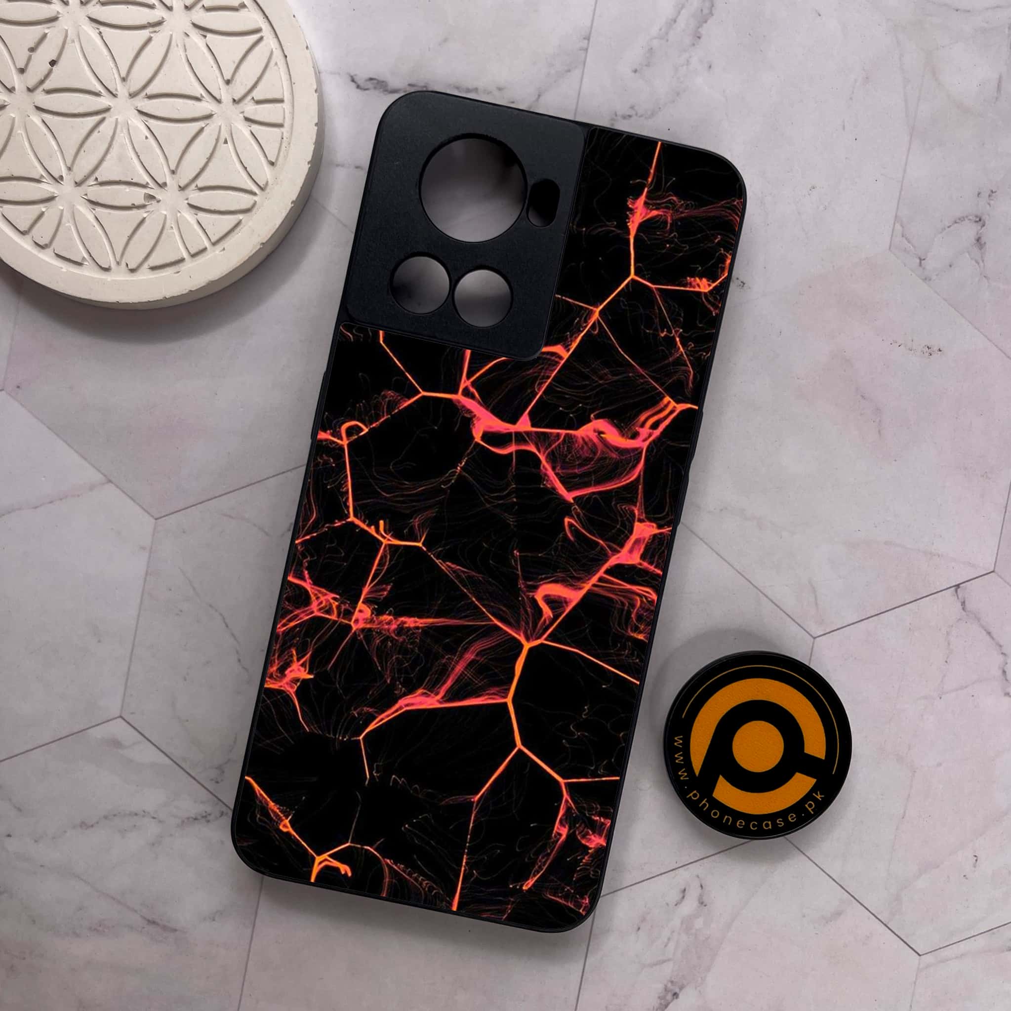 OnePlus 10R - Black Marble Series - Premium Metal Printed soft Bumper shock Proof Case