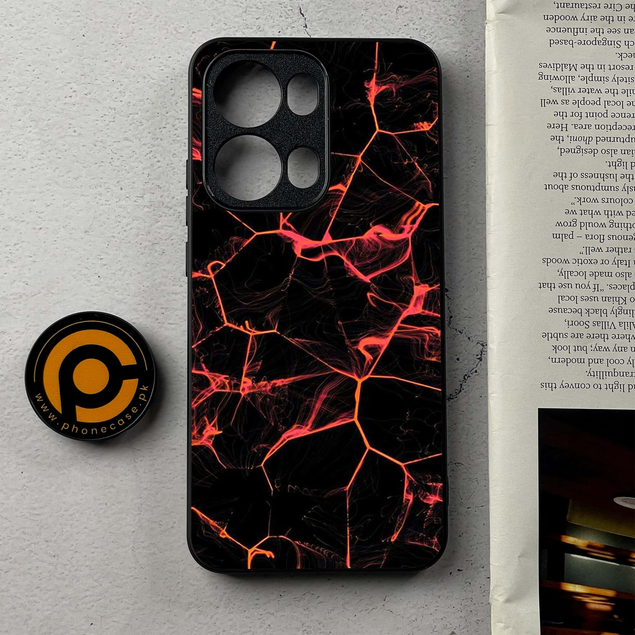 Oppo Reno 13 Pro - Black Marble Series - Premium Metal Printed Soft Bumper Shockproof Case