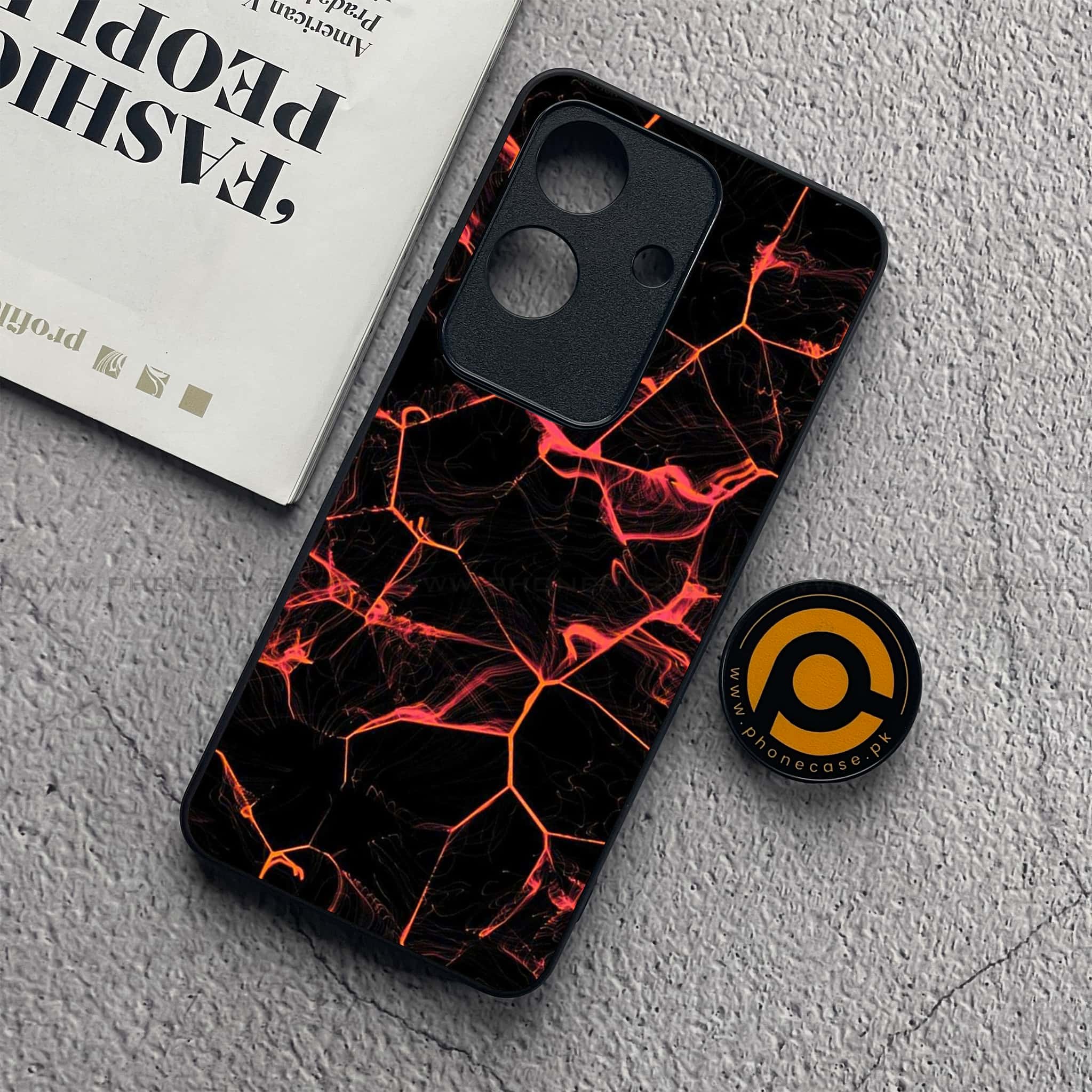 Realme Note 60x - Black Marble Series - Premium Metal  Printed soft Bumper shock Proof Case