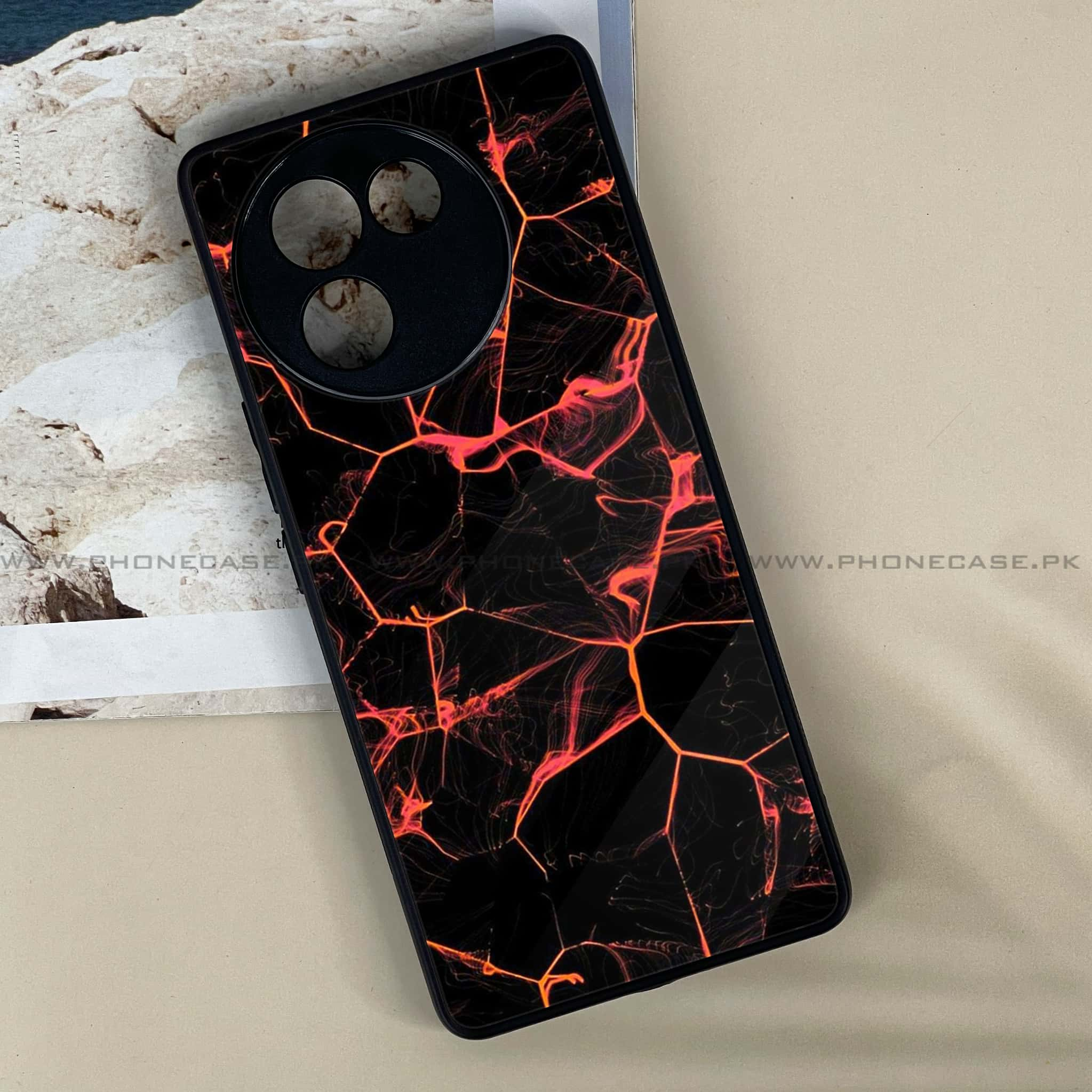 Vivo V30E - Black Marble Series - Premium Printed Metal soft Bumper shock Proof Case