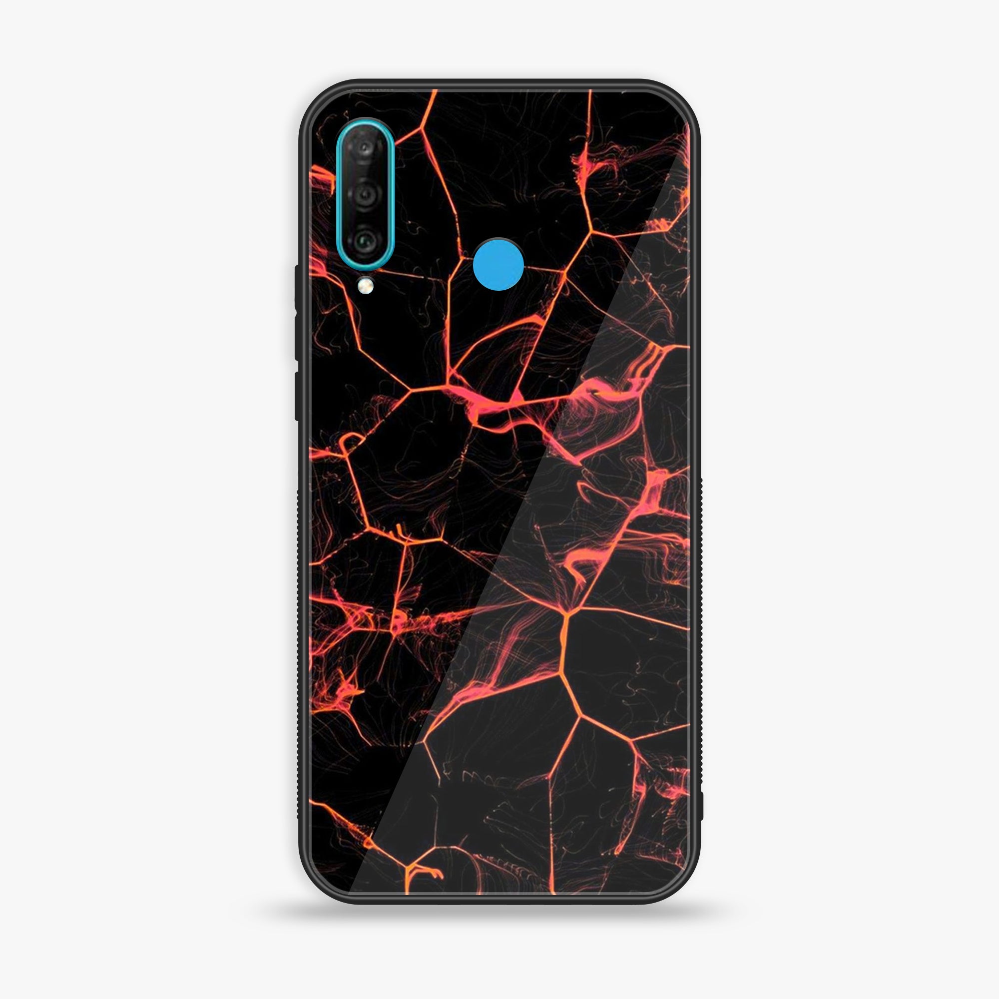 Huawei P30 lite - Black Marble Series - Premium Printed Glass soft Bumper shock Proof Case