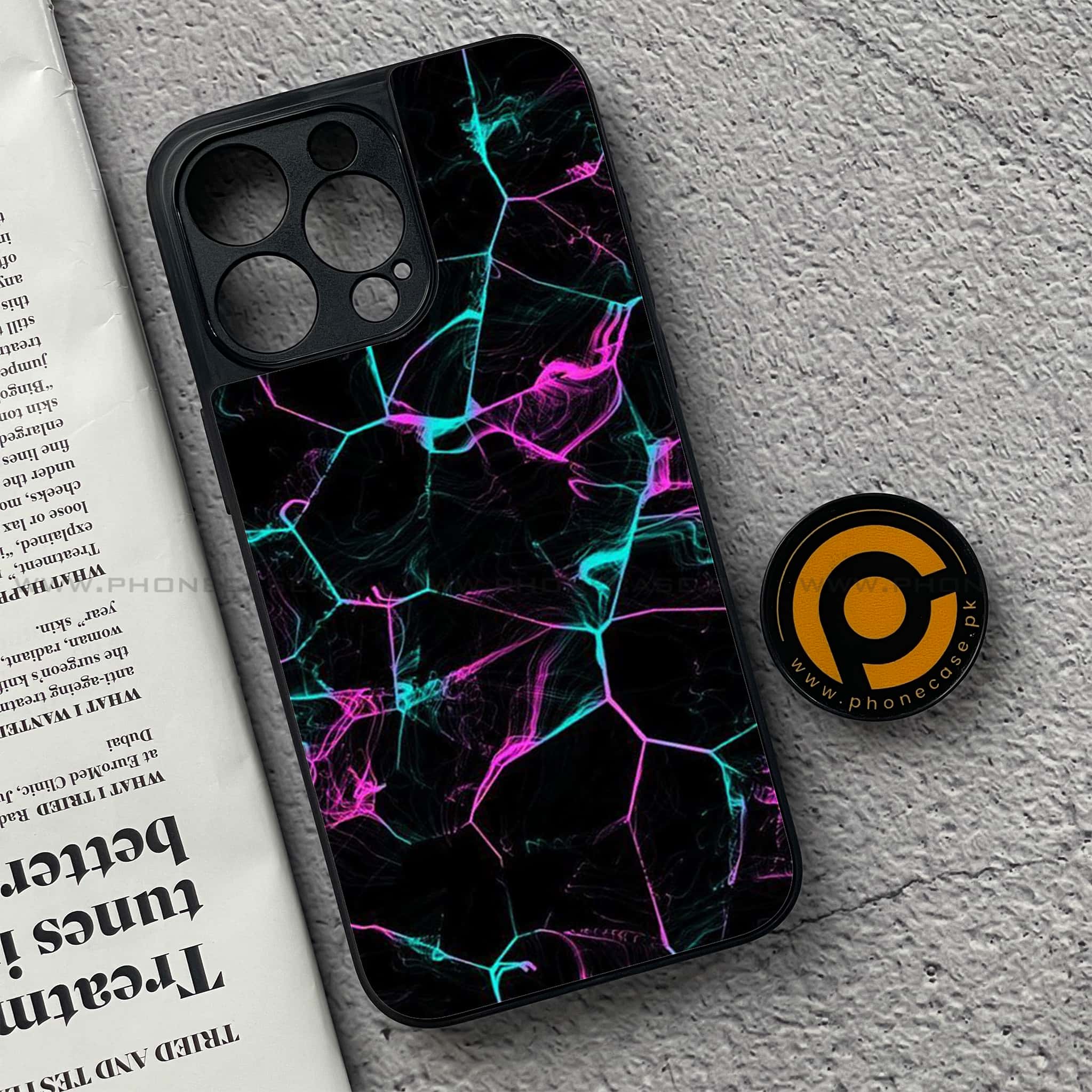 iPhone 15 Pro - Black Marble Series - Premium Metal Printed soft Bumper shock Proof Case
