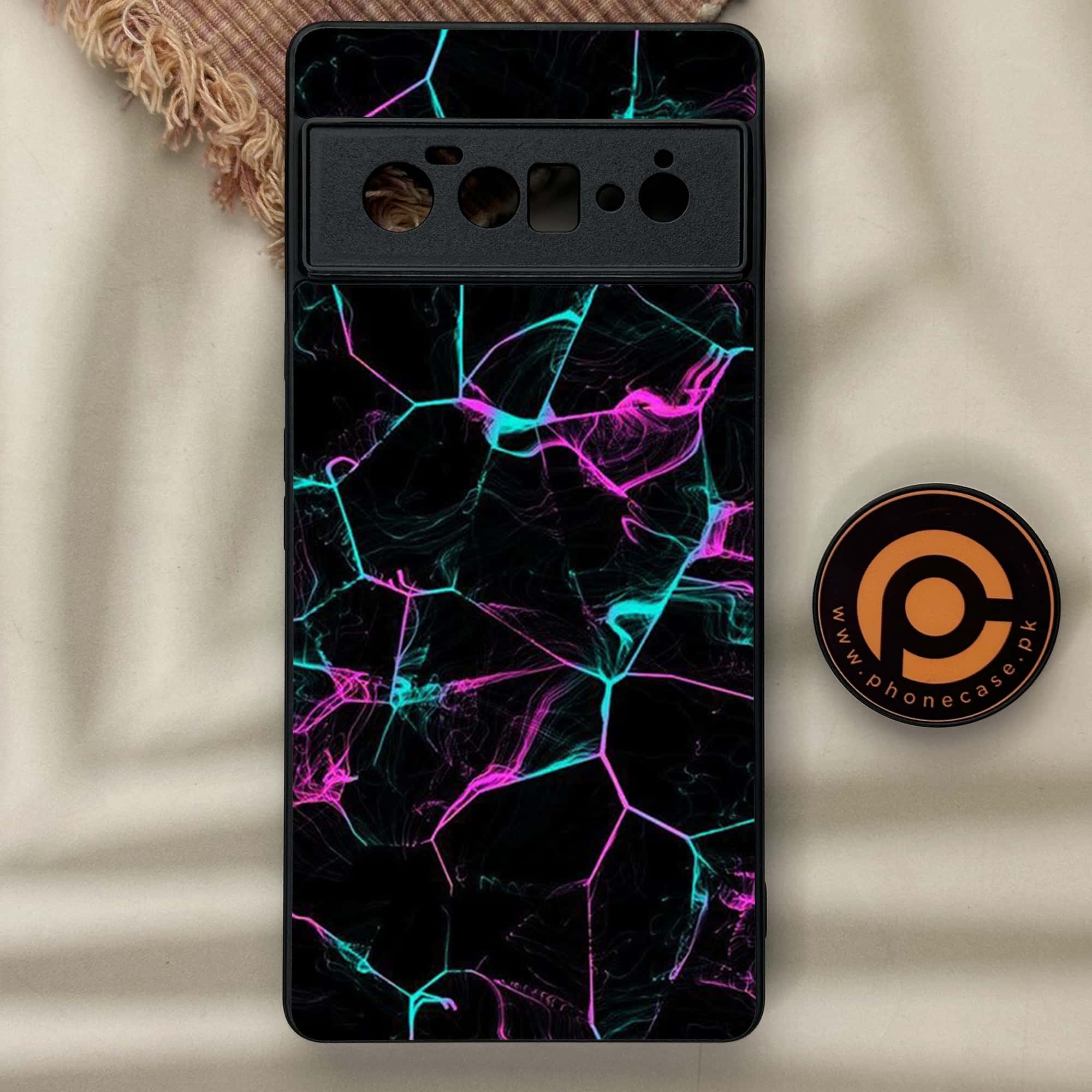 Google Pixel 6 Pro- BLACK  Marble Series - Premium Metal Printed soft Bumper Shock Proof Case