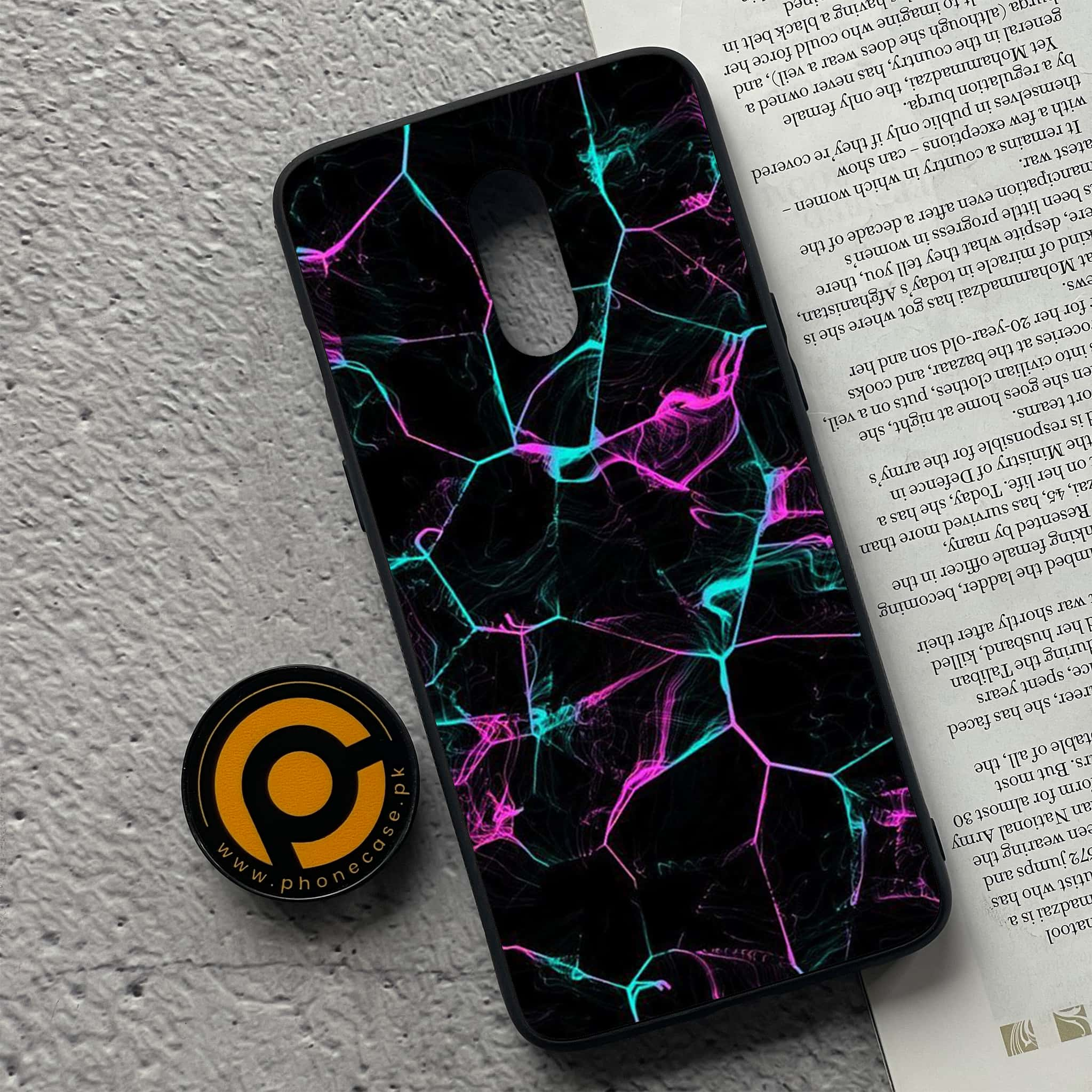 OnePlus 7 - Black Marble Series - Premium Printed Glass soft Bumper shock Proof Case