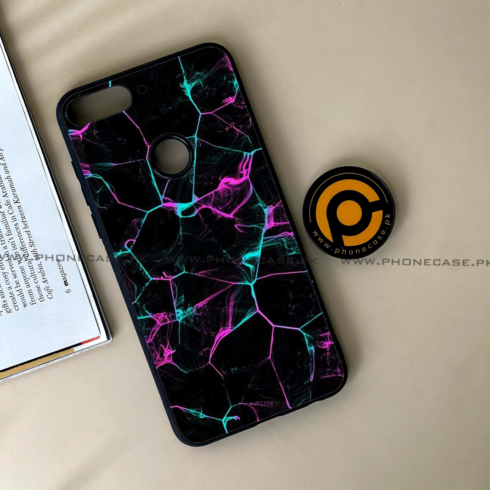 Huawei Y7 Prime (2018) - Black Marble Series - Premium Printed Glass soft Bumper shock Proof Case