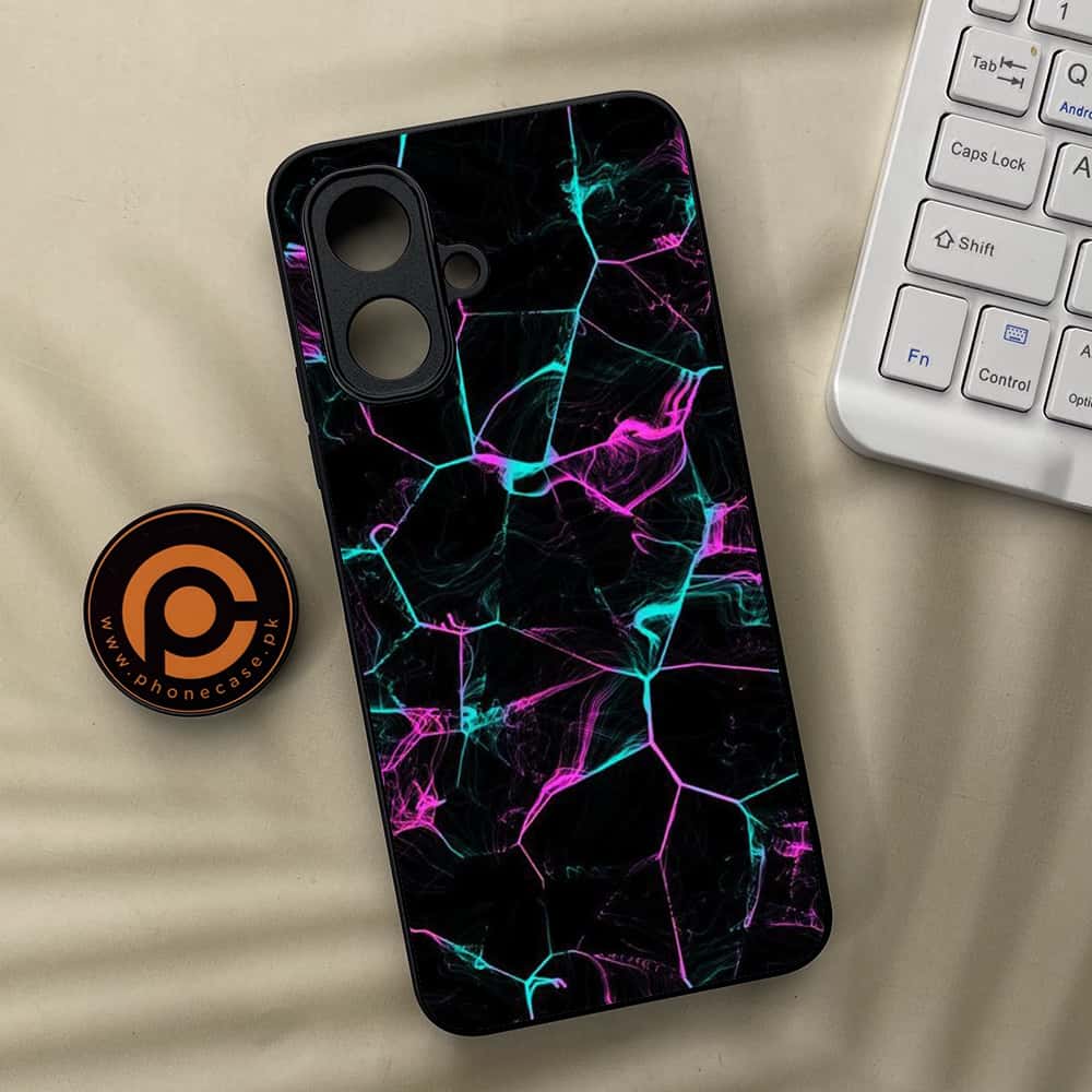 Tecno Spark Go 2 - Black Marble Series - Premium Metal Printed soft Bumper Shock Proof Case