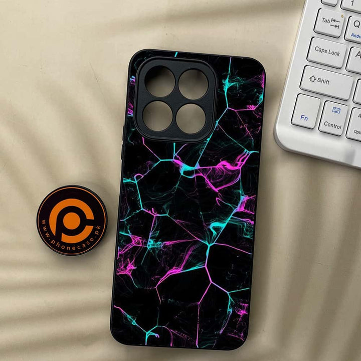 Honor X6c - Black Marble Design 9  - Premium Metal  Printed soft Bumper shock Proof Case  CS-40029