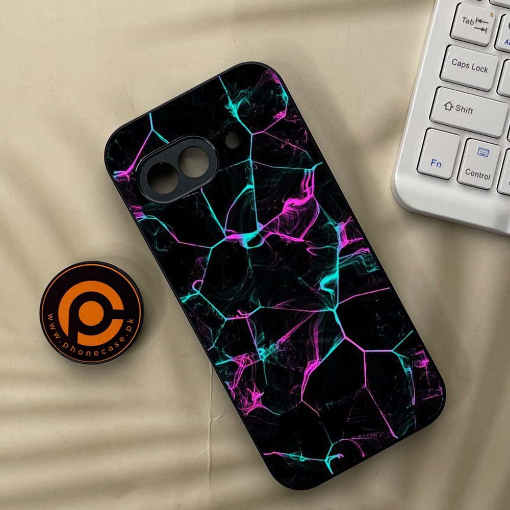 Google Pixel 9a - Black Marble Series - Premium Metal Printed soft Bumper Shock Proof Case