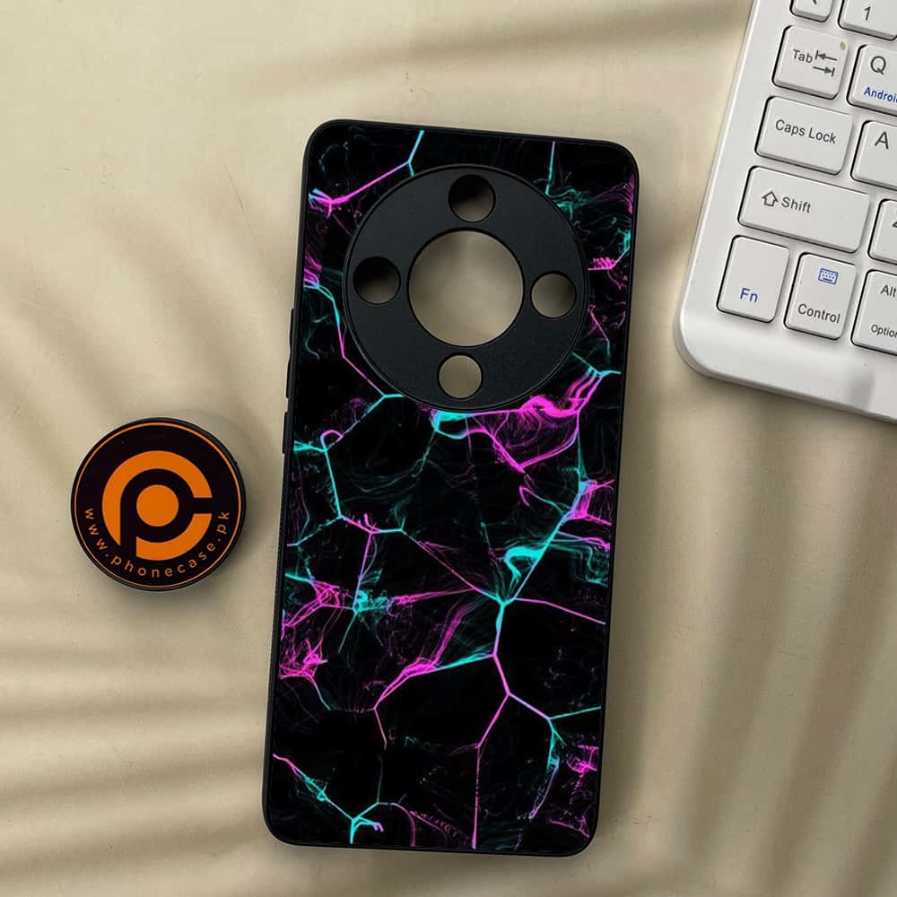 HONOR X9b 5G - Black Marble Series - Premium Metal  Printed soft Bumper shock Proof Case