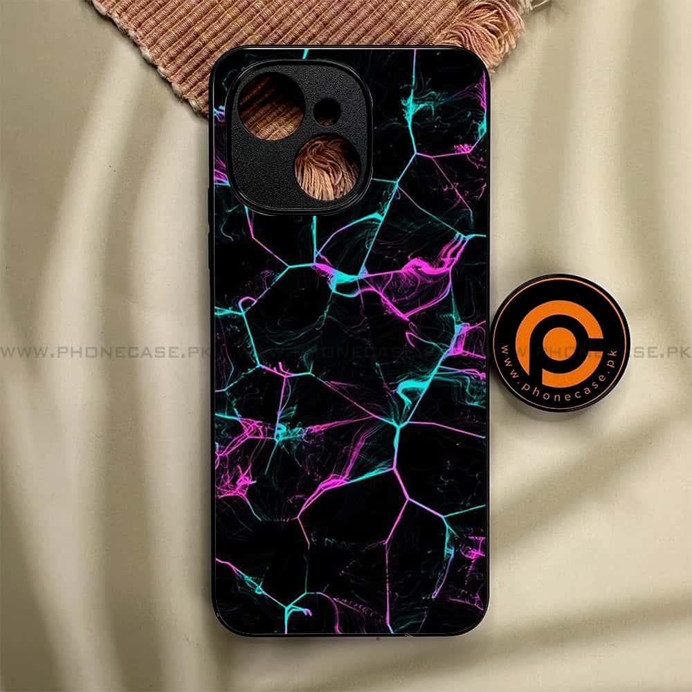 Tecno Spark 40C - Black Marble Series - Premium Metal Printed soft Bumper shock Proof Case