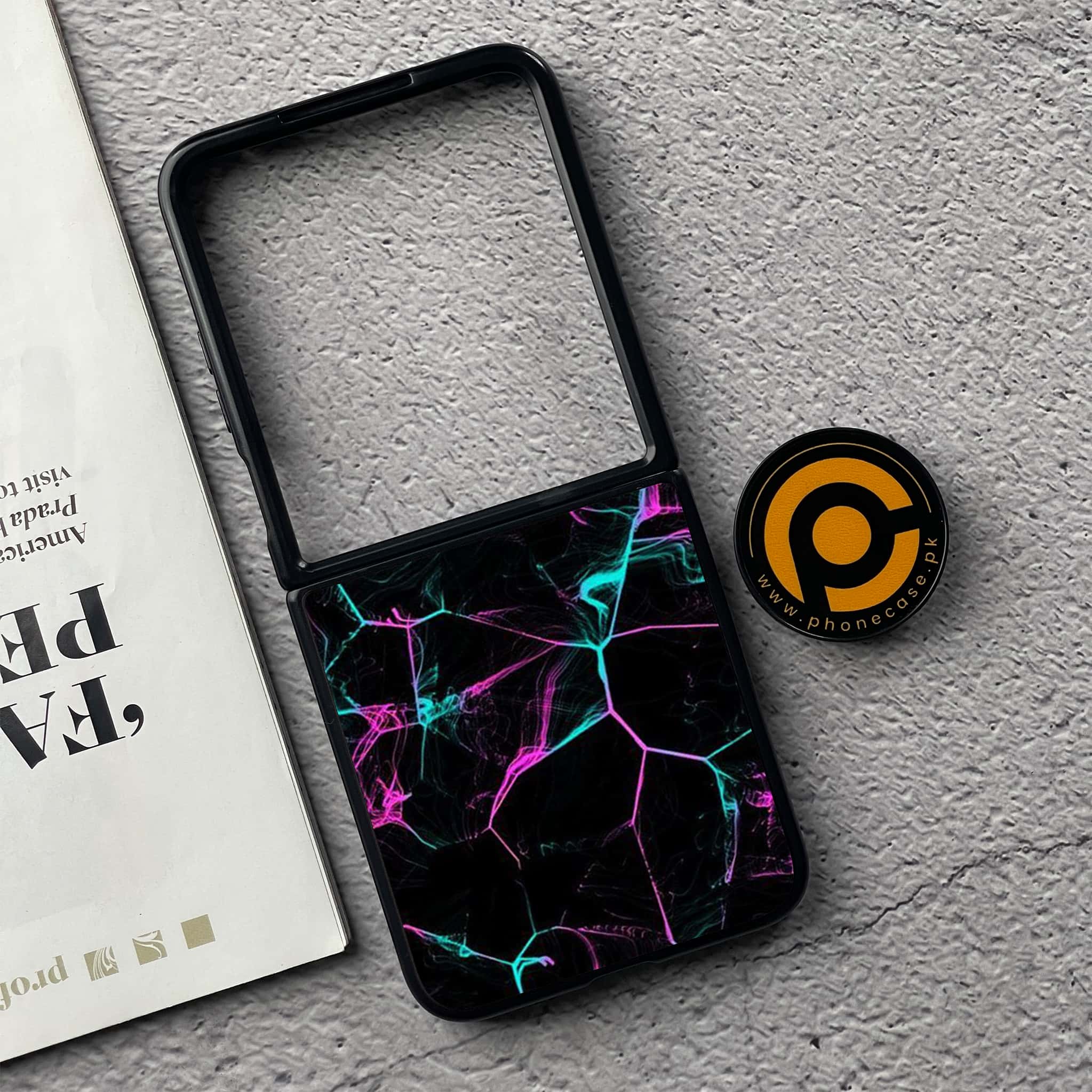 Xiaomi Mix Flip - Black Marble Series - Premium Metal  Printed soft Bumper shock Proof Case