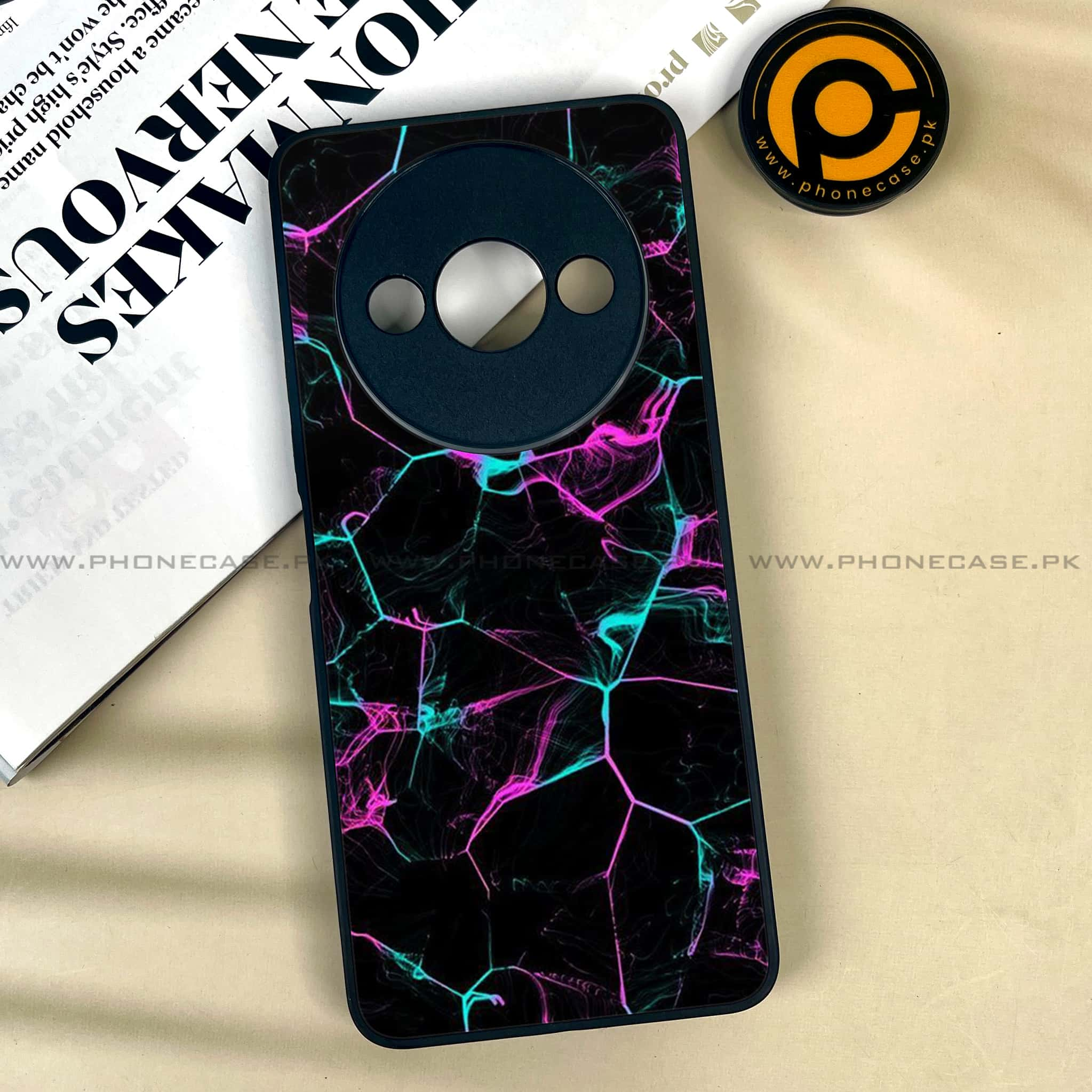 Xiaomi Redmi A3x - Black Marble Series - Premium Printed Metal soft Bumper shock Proof Case