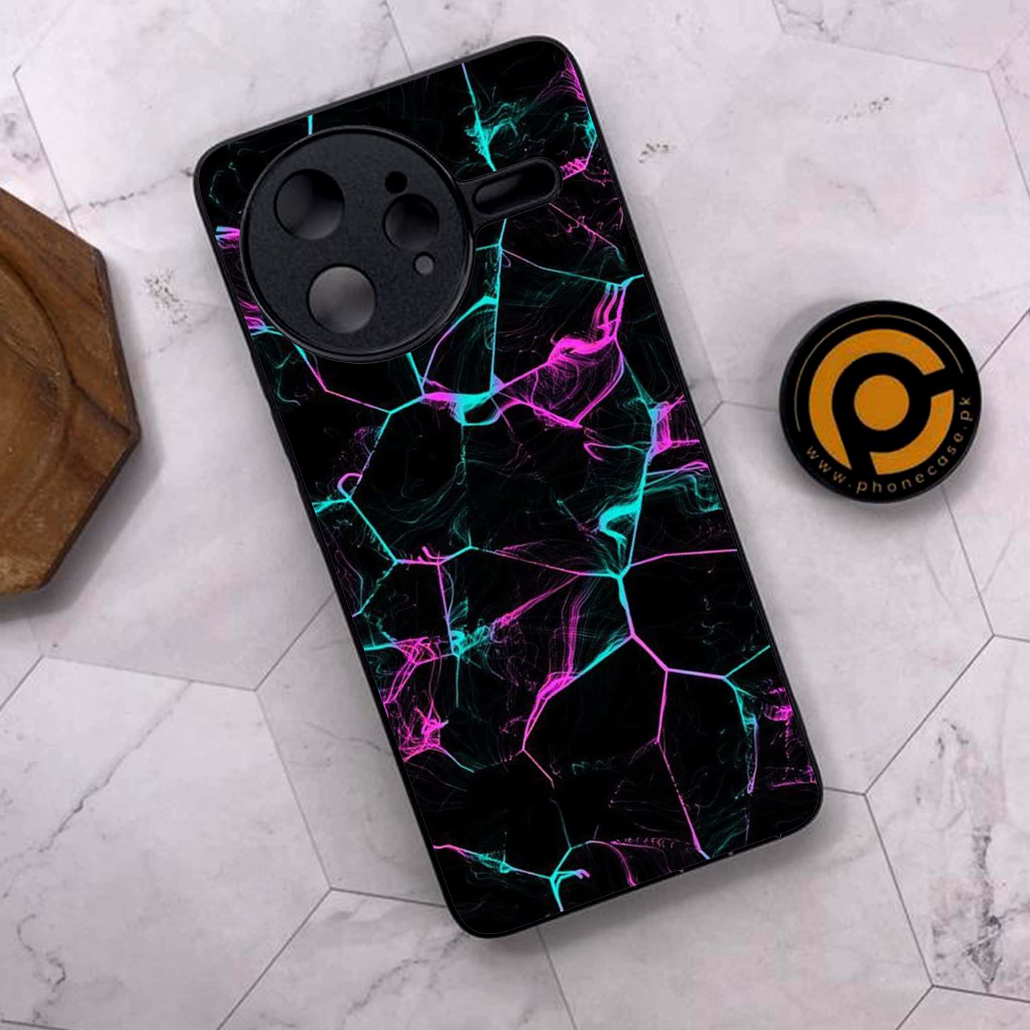 Xiaomi Poco F7 Ultra 5G - Black Marble Series - Premium Metal Printed soft Bumper shock Proof Case