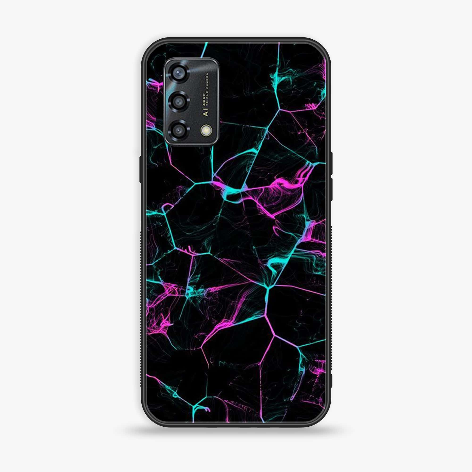 Oppo A95 - Black Marble Series - Premium Printed Glass soft Bumper shock Proof Case