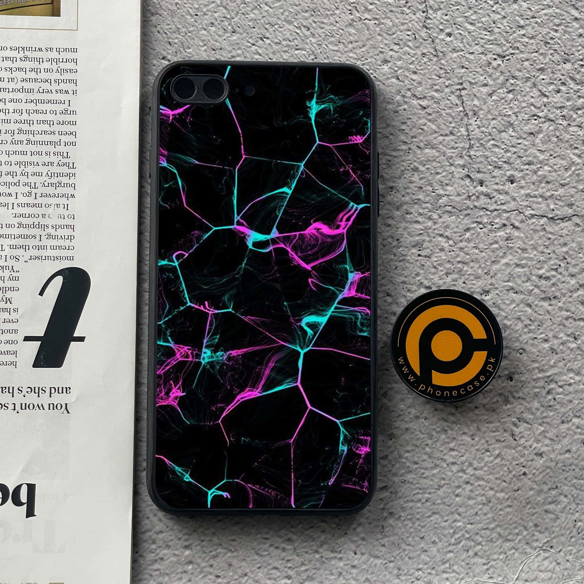 iPhone 8 Plus- Black Marble Series - Premium Printed Glass soft Bumper shock Proof Case