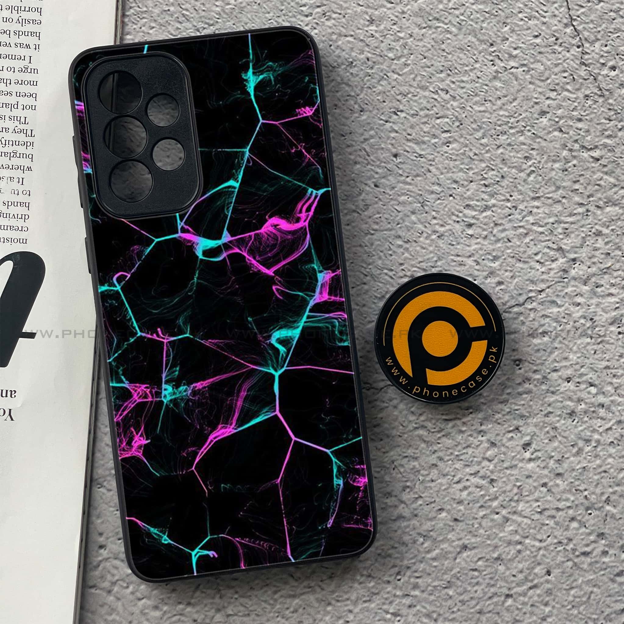 Samsung Galaxy A33 - Black Marble Series - Premium Printed Glass soft Bumper shock Proof Case