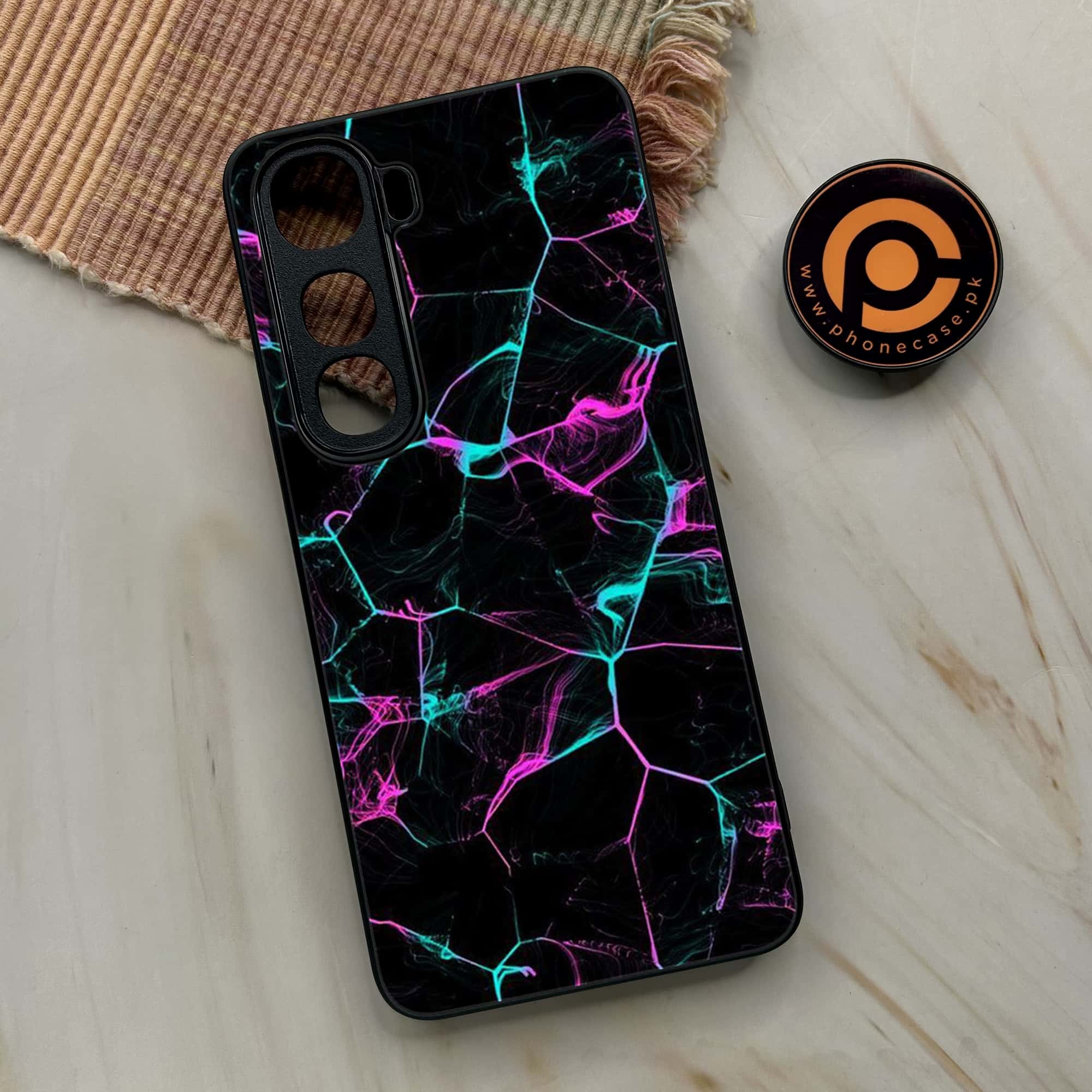 Vivo Y400 - Black Marble Series - Premium Metal Printed soft Bumper shock Proof Case