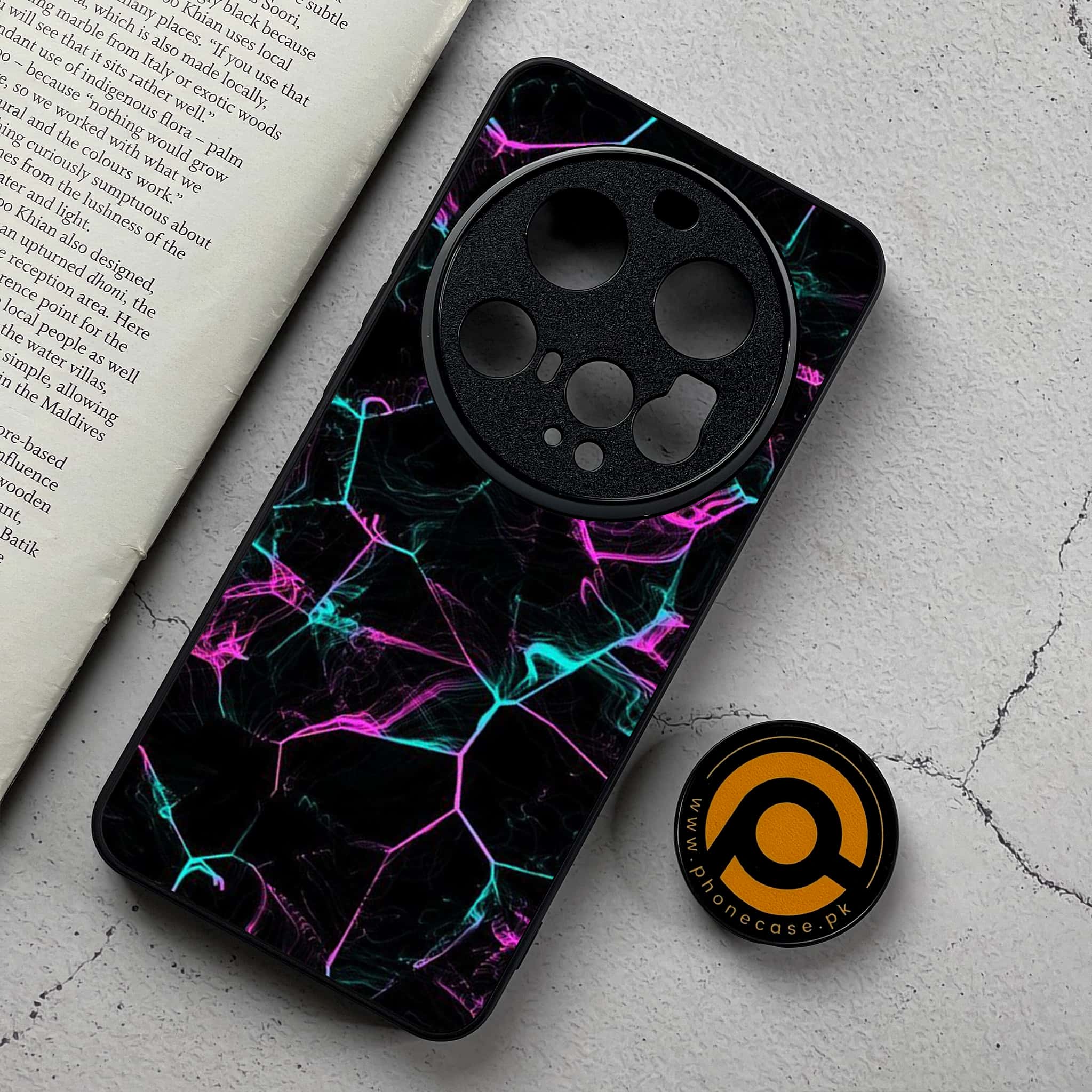 Xiaomi 15 Ultra - Black Marble Series - Premium Metal Printed Soft Bumper Shockproof Case