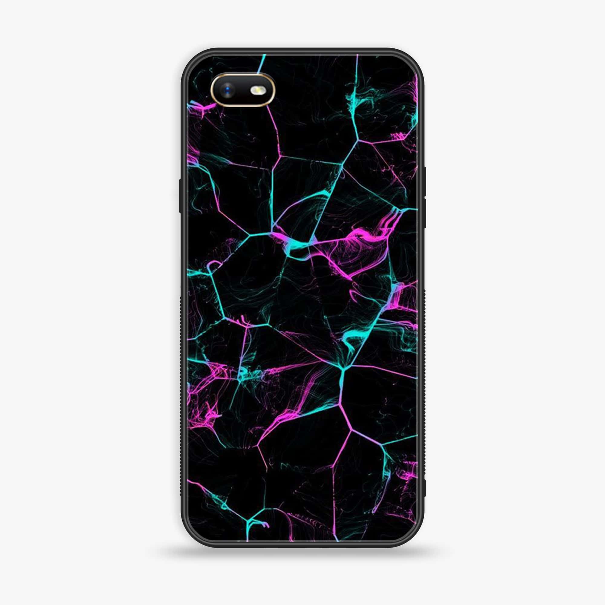 Oppo A1k  - Black Marble Series - Premium Printed Glass soft Bumper shock Proof Case