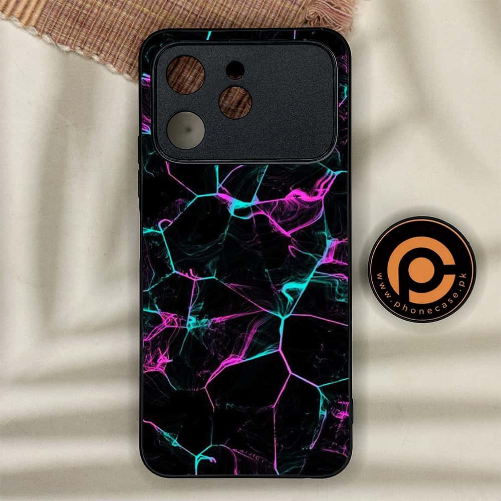 Tecno Spark 40 - Black Marble Series - Premium Metal Printed soft Bumper shock Proof Case