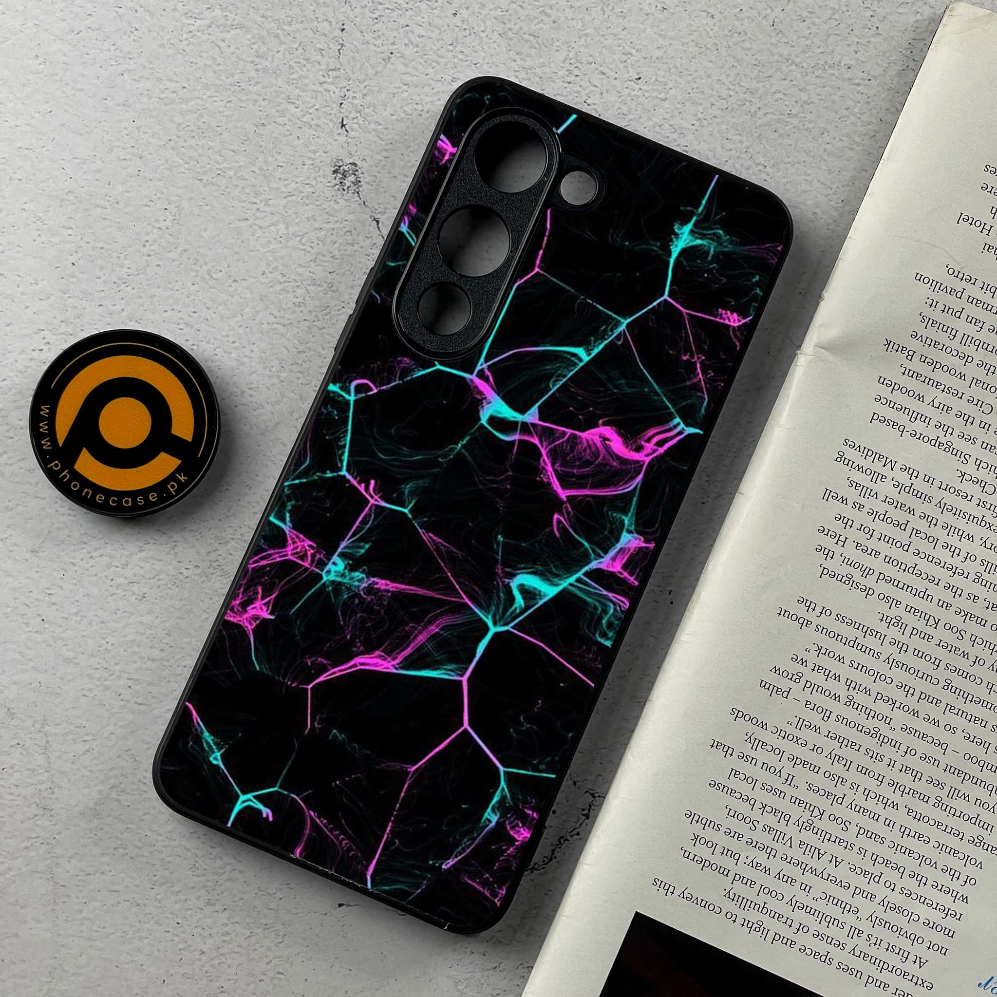 Vivo Y04 - Black Marble Series - Premium Metal Printed Soft Bumper Shockproof Case