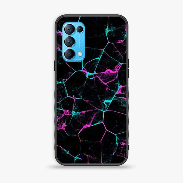 Oppo Reno 5 - Black Marble Design 9  - Premium Printed Glass soft Bumper shock Proof Case CS-36565