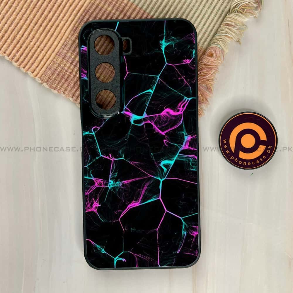 Infinix Hot 60i - Black Marble Series - Premium Metal Printed soft Bumper shock Proof Case