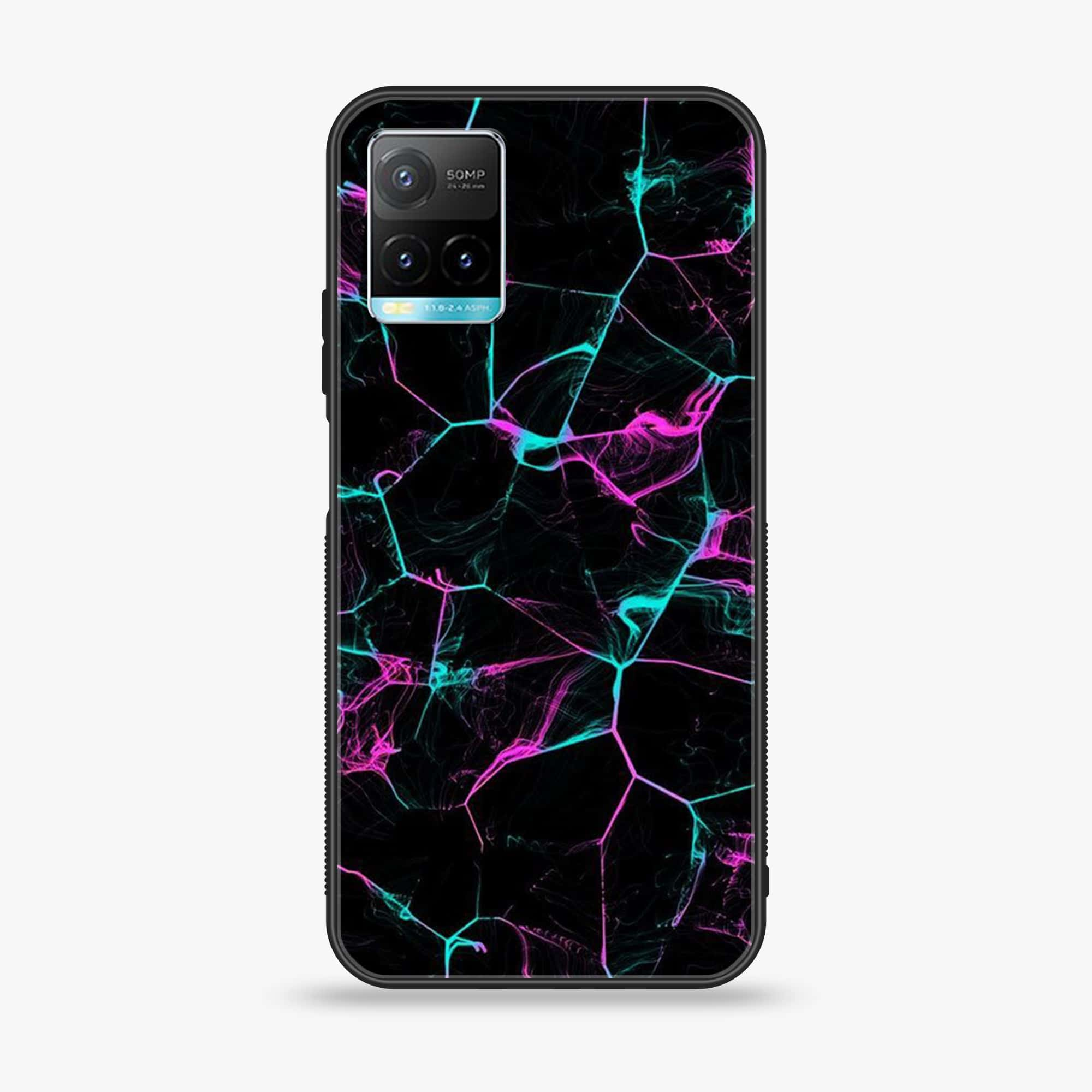 Vivo Y33T  Black Marble Series  Premium Printed Glass soft Bumper shock Proof Case