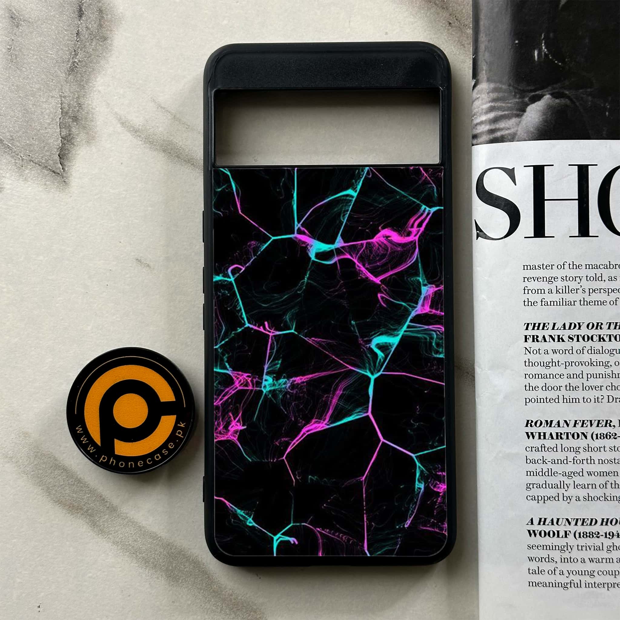 Google Pixel 8a - Black Marble Series - Premium Printed soft Bumper Shock Proof Case