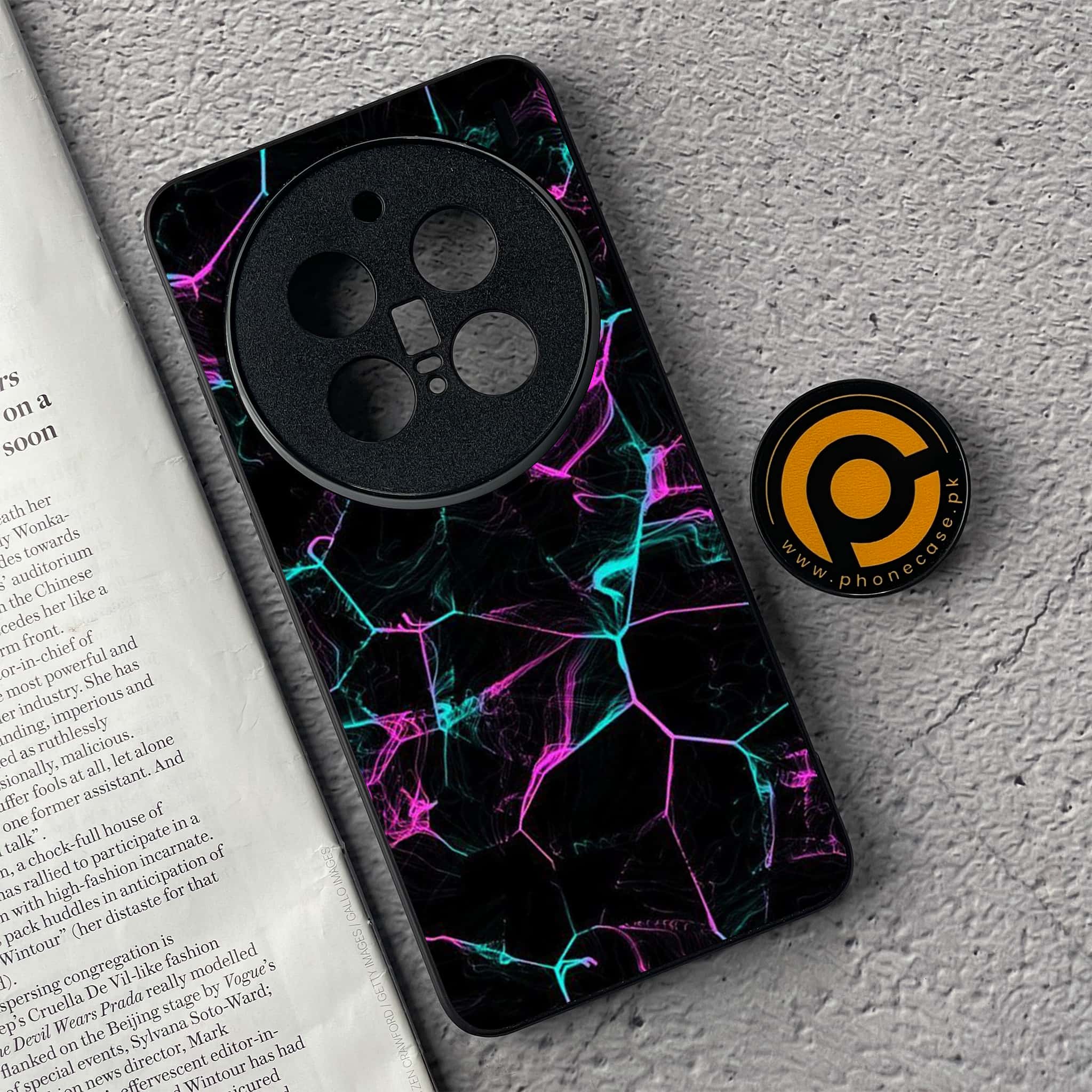 Vivo X200 Pro - Black Marble Series - Premium Metal  Printed soft Bumper shock Proof Case