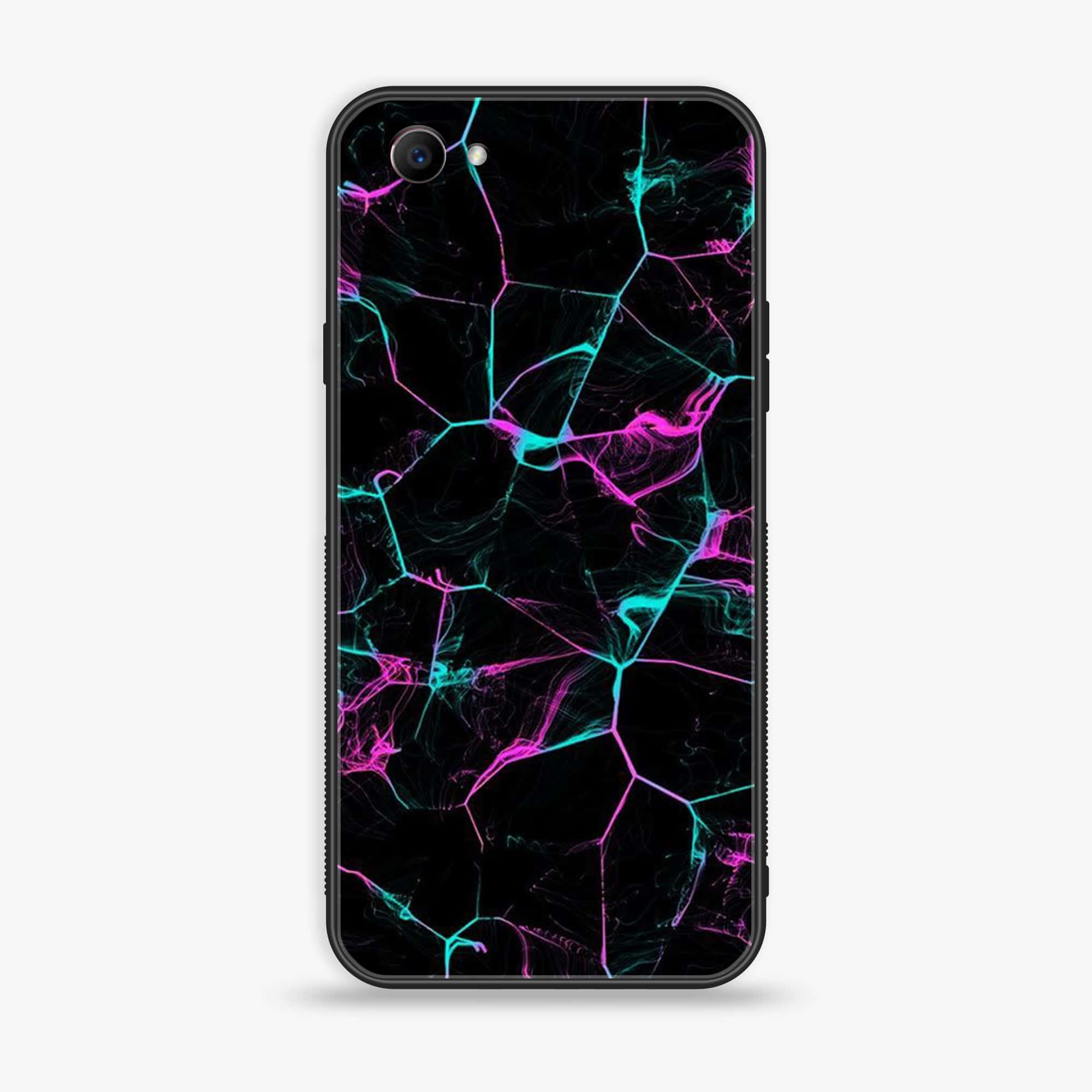 Oppo F7 Youth - Black Marble Series - Premium Printed Glass soft Bumper shock Proof Case