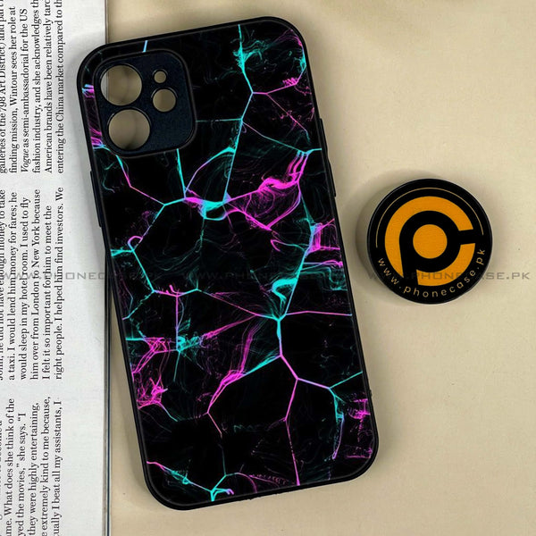 iPhone 12  Black Marble Design 9 Premium Metal Printed soft Bumper shock Proof Case CS-14114