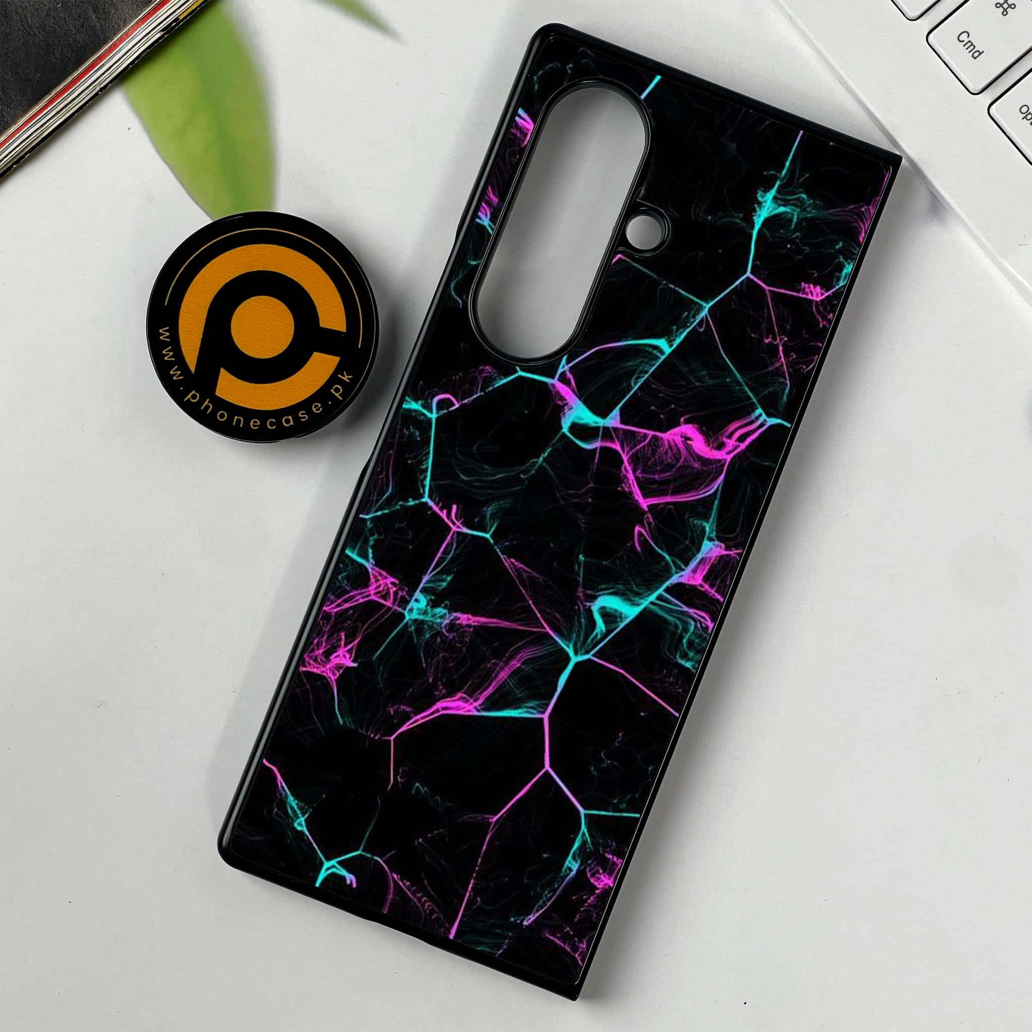 Samsung Galaxy Z Fold 7 - Black Marble Series - Premium Metal Printed soft Bumper shock Proof Case