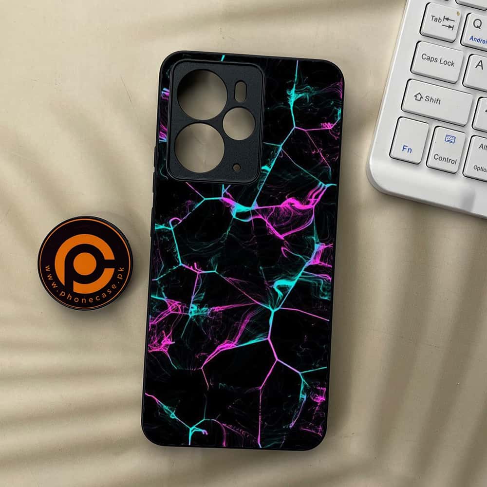 Realme 14 5G - Black Marble Series - Premium Metal Printed soft Bumper Shock Proof Case