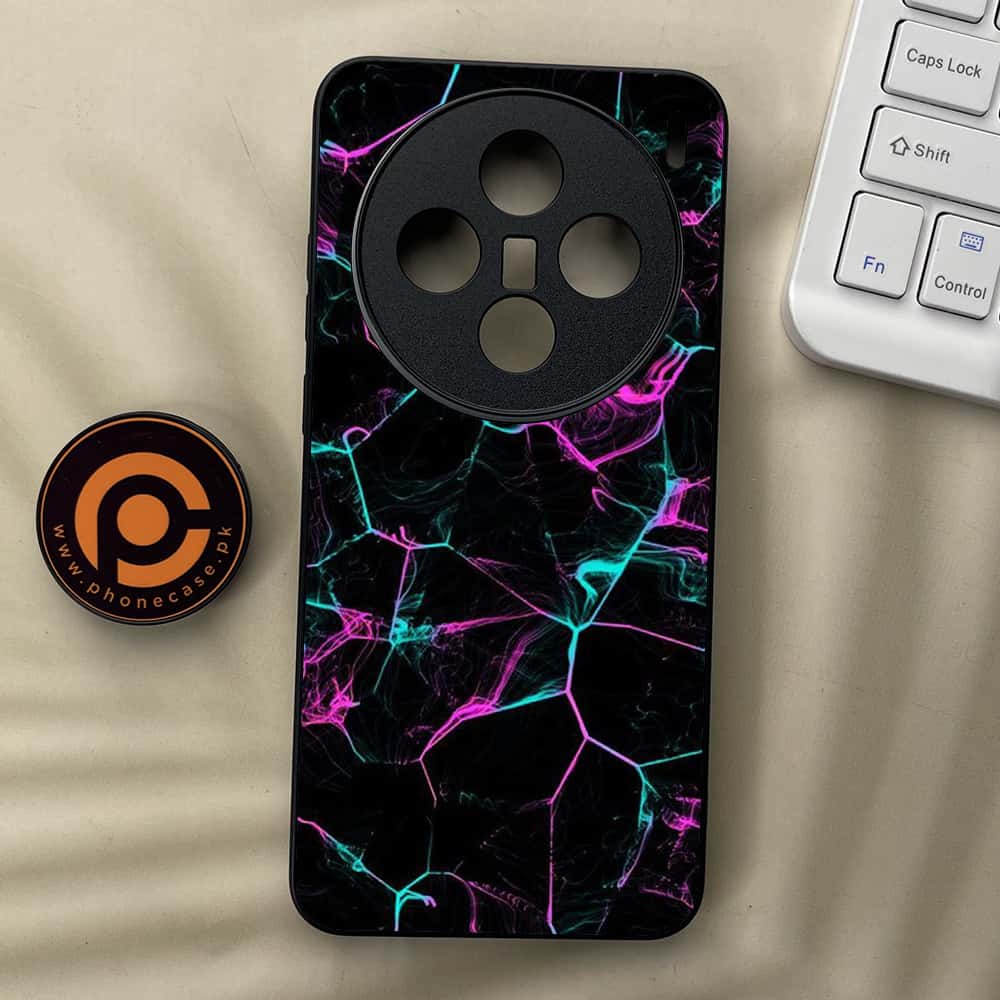 Vivo X200 - Black Marble Series - Premium Metal  Printed soft Bumper shock Proof Case