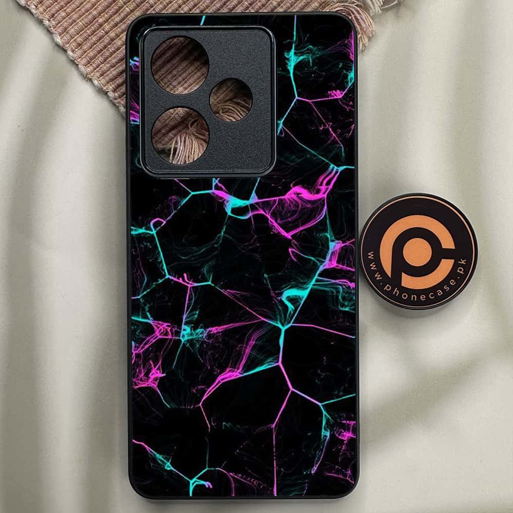 Realme GT 7 - Black Marble Series - Premium Metal Printed soft Bumper shock Proof Case