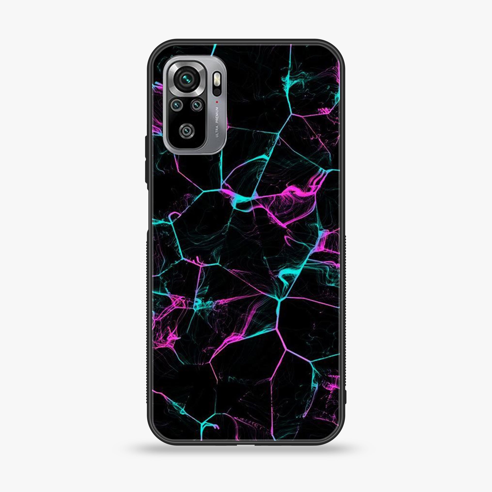 Xiaomi Redmi Note 10S - Black Marble Series - Premium Printed Glass soft Bumper shock Proof Case