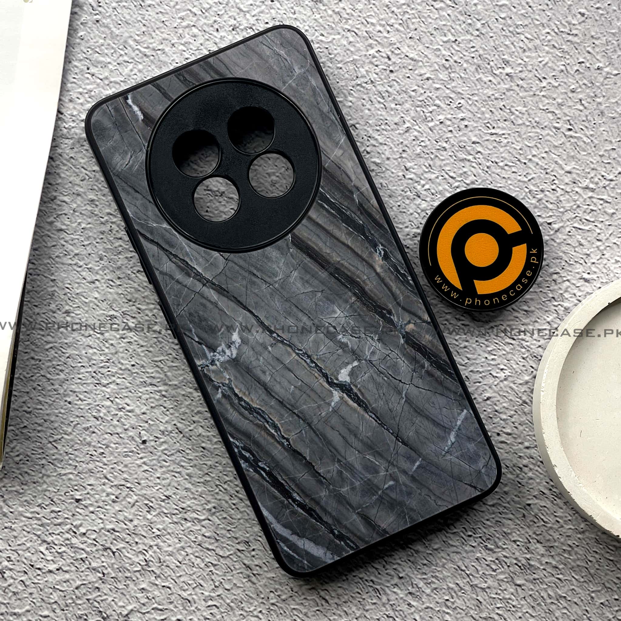 Realme 13 Pro Plus - Black Marble 2.0 Series - Premium Printed Metal soft Bumper shock Proof Case