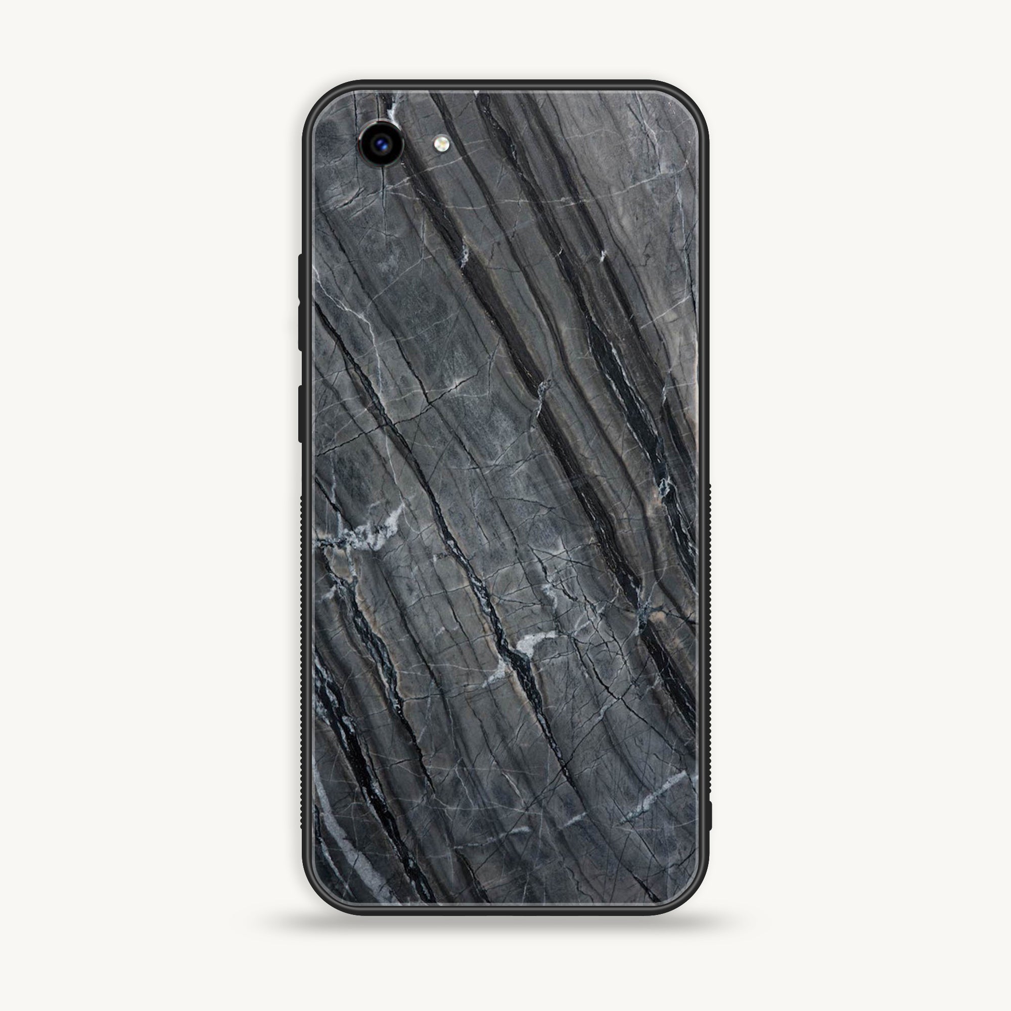Vivo Y83 - Black Marble 2.0 Series - Premium Printed Glass soft Bumper shock Proof Case
