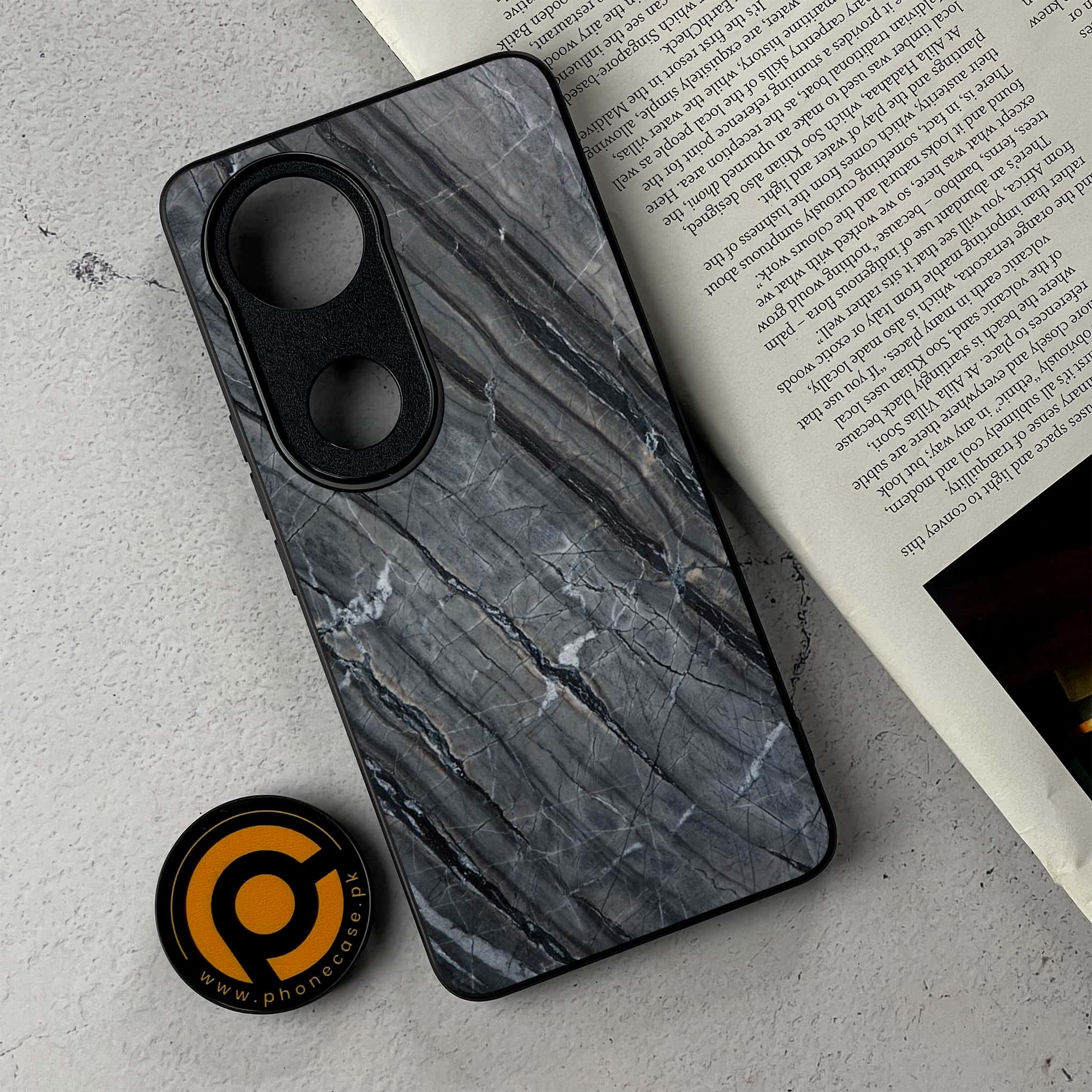 Vivo V50 - Black Marble 2.0 Series - Premium Metal Printed Soft Bumper Shockproof Case