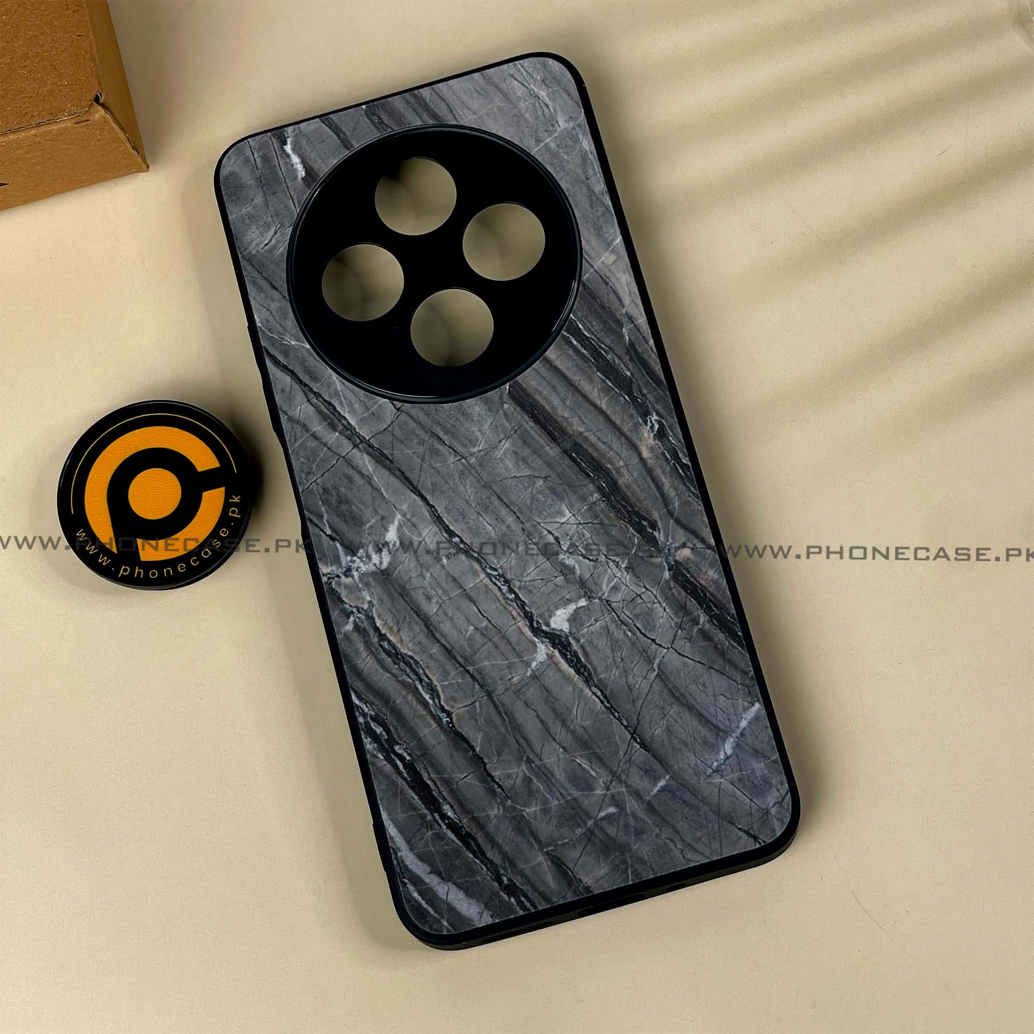 Xiaomi Redmi 14c - Black Marble 2.0 Series - Premium Printed Glass soft Bumper shock Proof Case