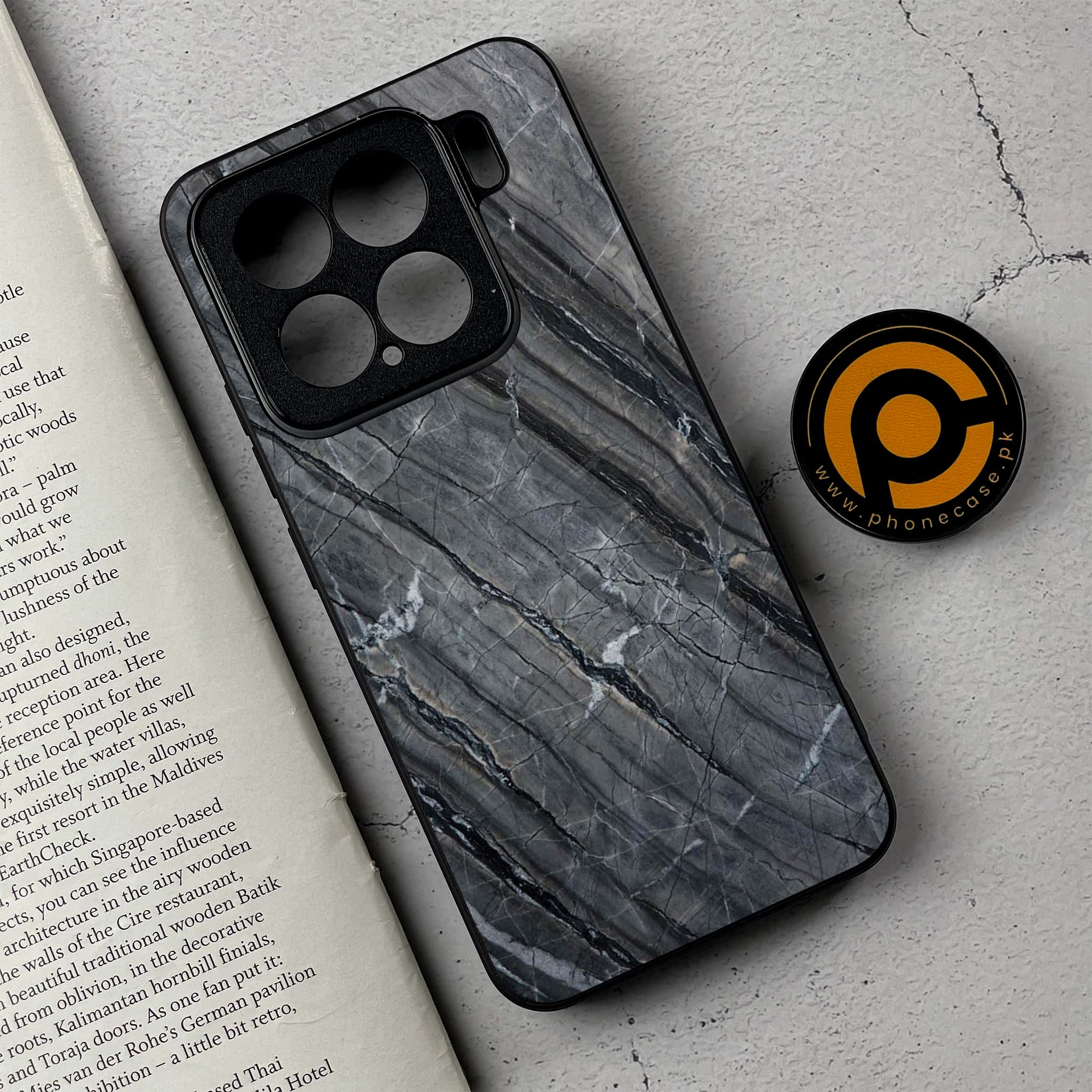 Xiaomi 15 - Black Marble 2.0 Series - Premium Metal Printed soft Bumper shock Proof Case