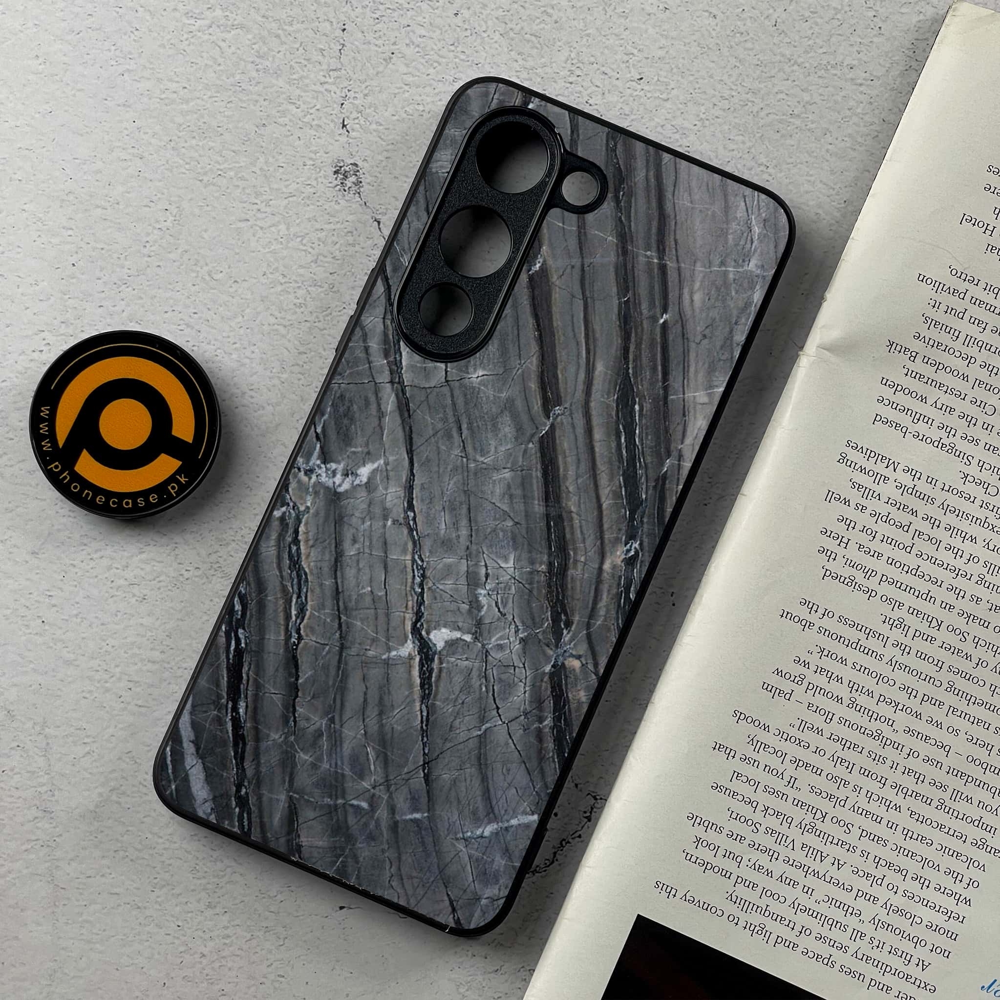 Vivo Y04 - Black Marble 2.0 Series - Premium Metal Printed Soft Bumper Shockproof Case
