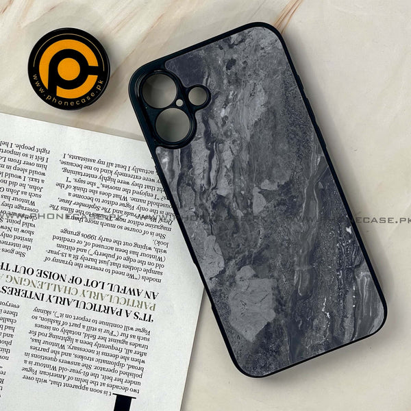 iPhone 16 - Black Marble 2.0 Series - Premium Printed Glass soft Bumper shock Proof Case