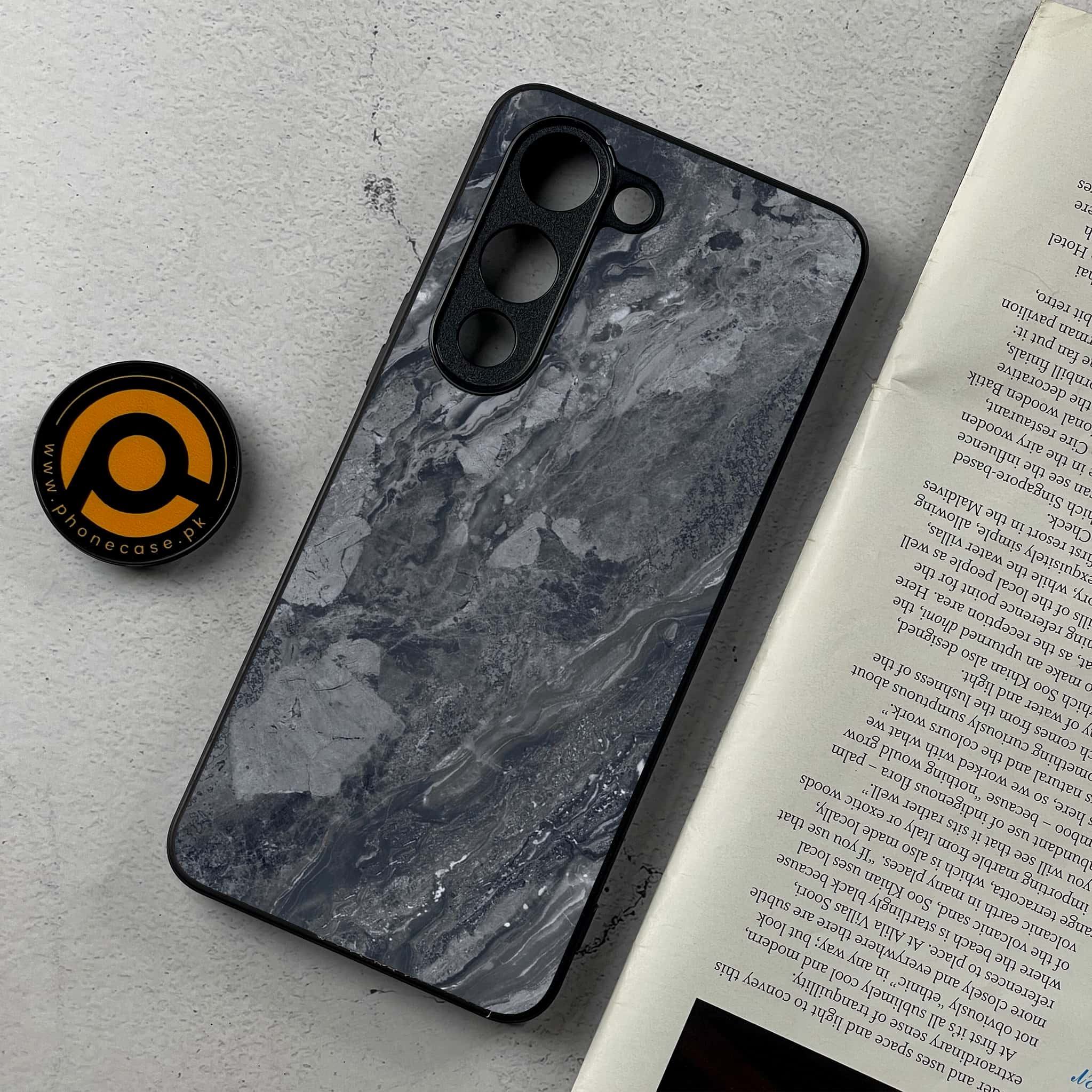 Vivo Y04 - Black Marble 2.0 Series - Premium Metal Printed Soft Bumper Shockproof Case