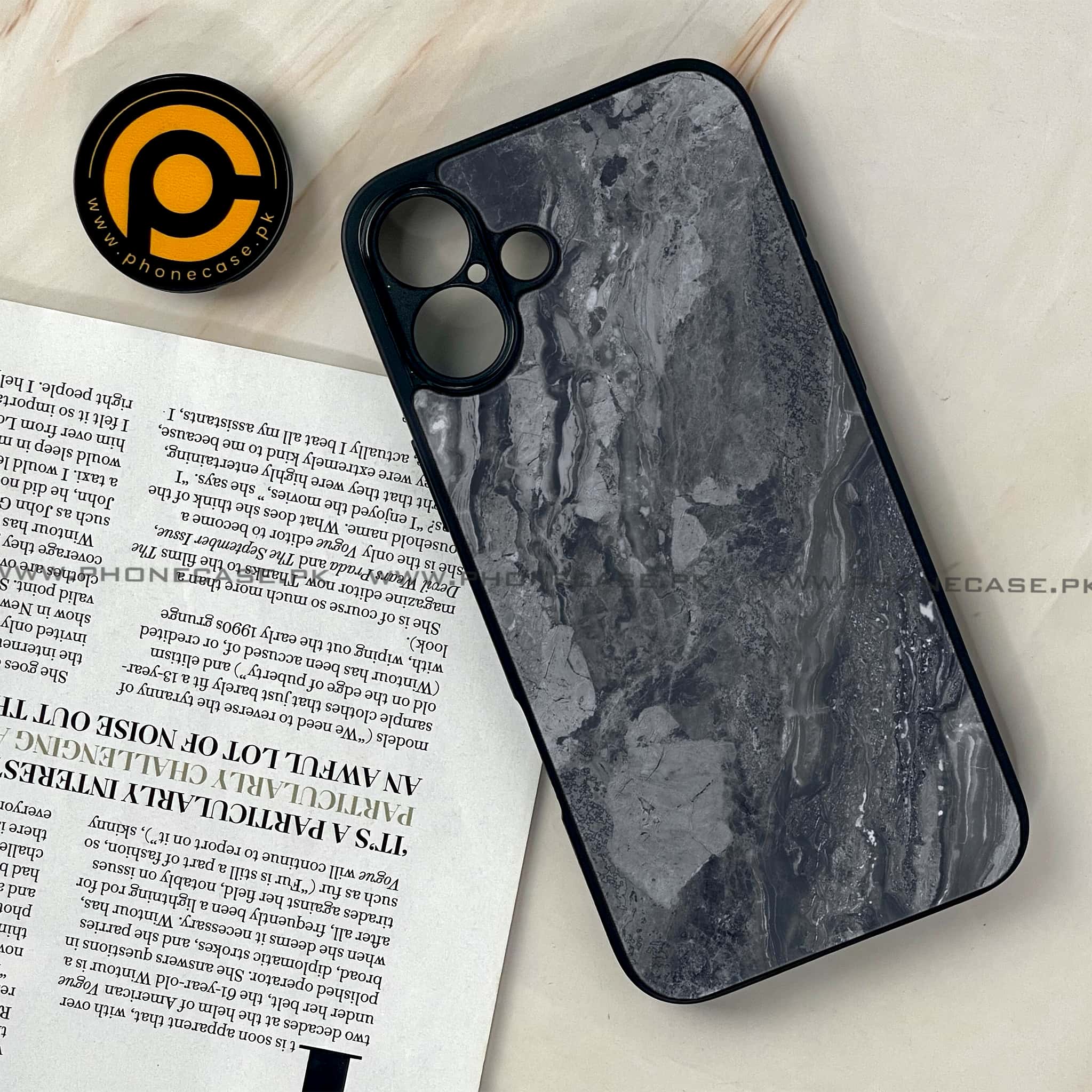 iPhone 16 Plus -  Black Marble 2.0 Series - Premium Metal Printed soft Bumper shock Proof Case