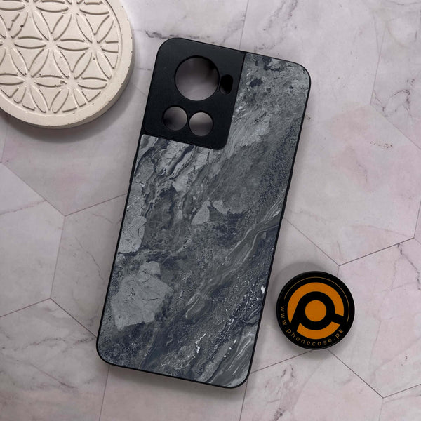 OnePlus 10R - Black Marble 2.0 Series -  Premium Metal Printed soft Bumper shock Proof Case